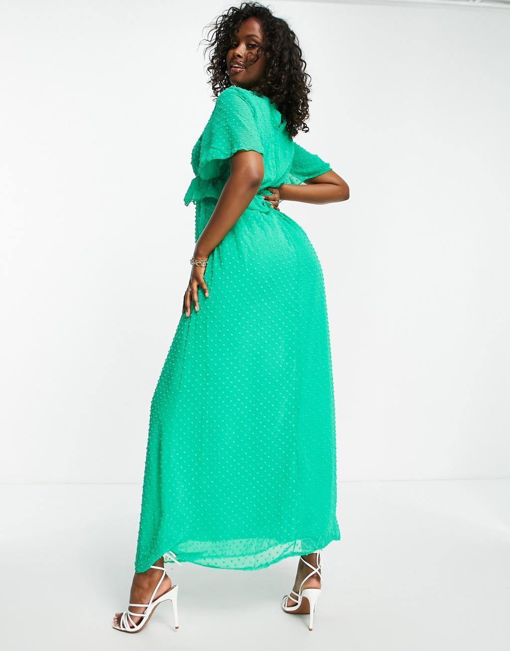 Blume Bridal chiffon maxi dress with frill detail Product Image