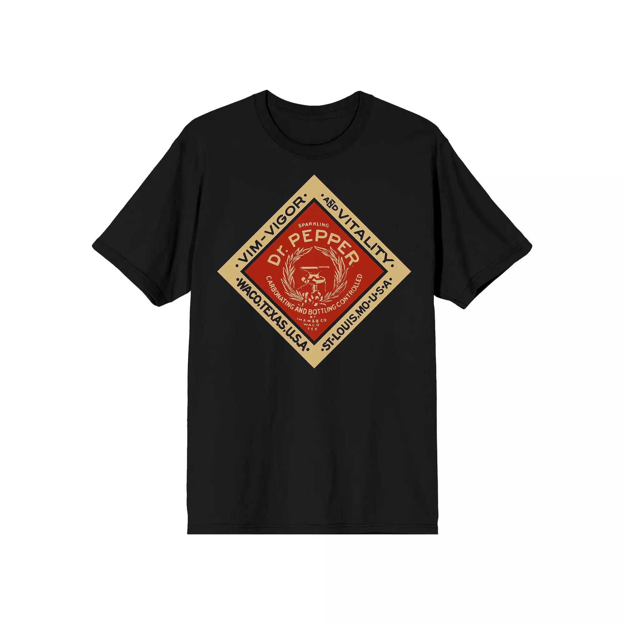 Men's Dr. Pepper Vintage Diamond Logo Graphic Tee, Size: Large, Black Product Image