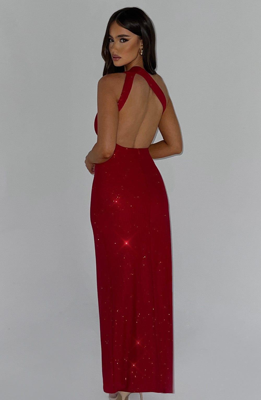 Genevieve Maxi Dress - Red Sparkle Product Image