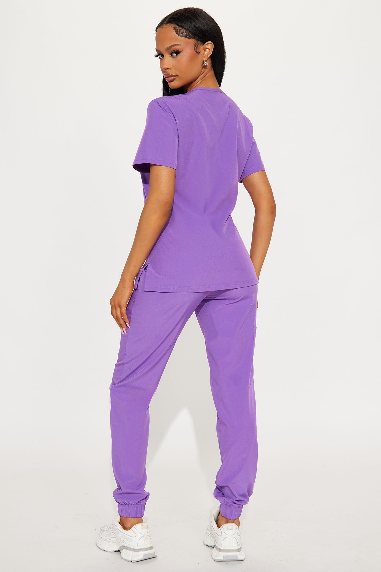 Night Shift 4 Way Stretch Cargo Scrub Set - Purple Product Image