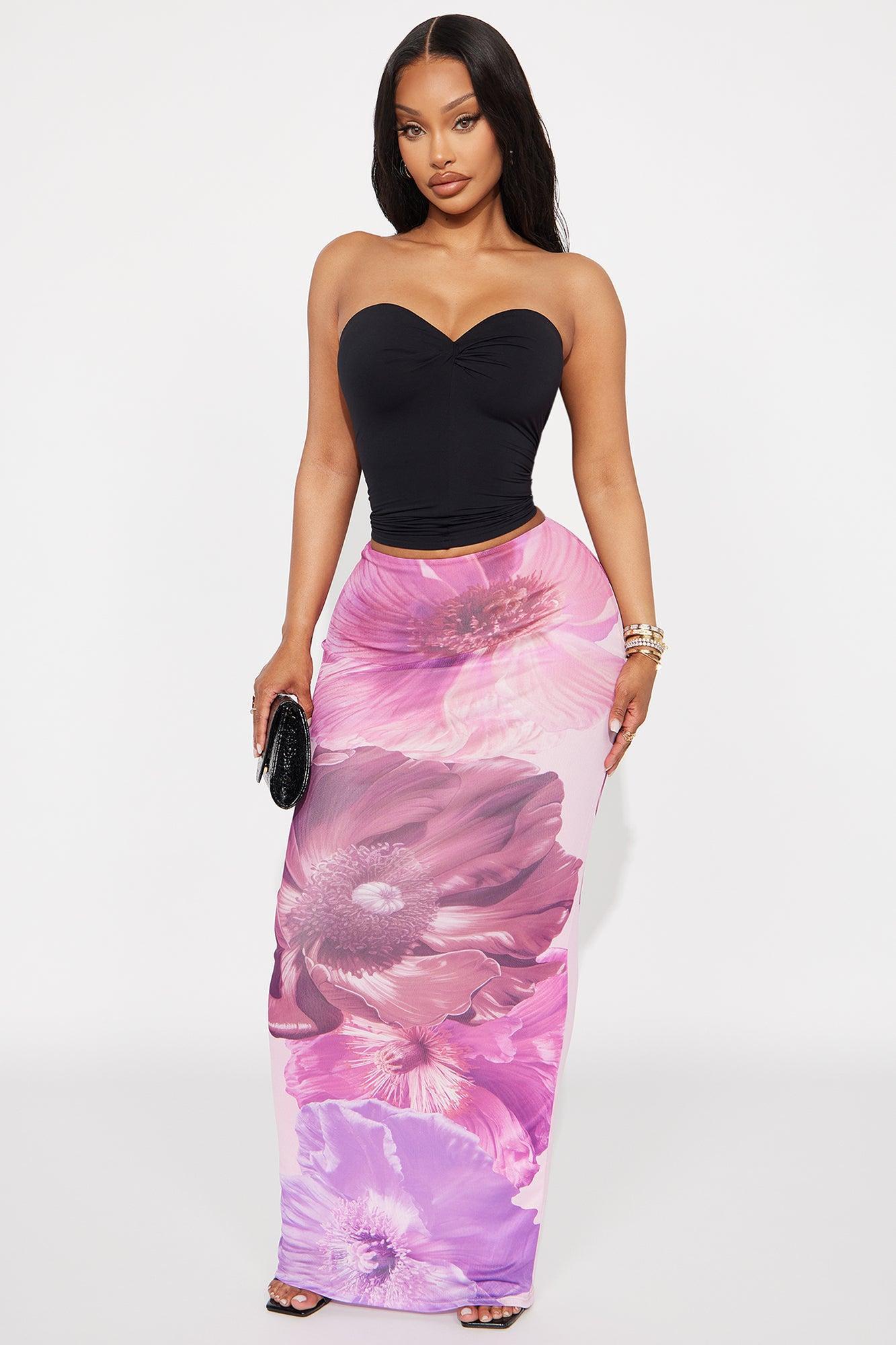 Take A Breath Mesh Maxi Skirt - Purple/combo Product Image