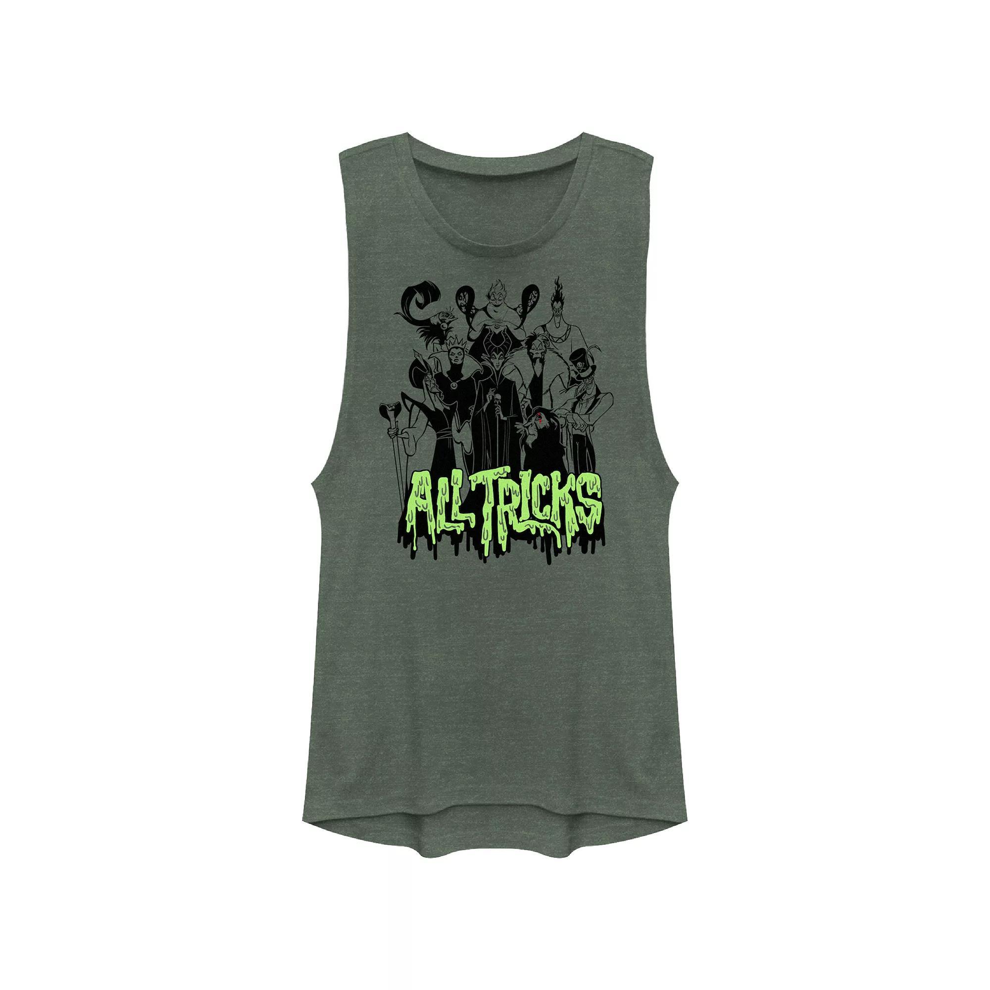 Disney Villains Lineup All Tricks Juniors' Graphic Tank Top, Girl's, Size: XS, Pine Grey Product Image