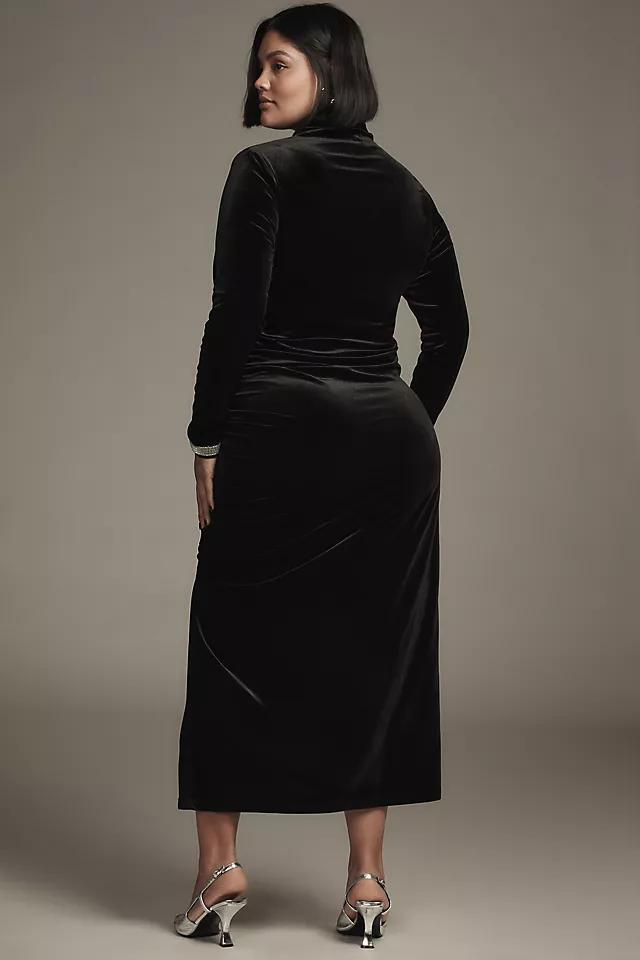The Maya Ruched Cowl-Neck Dress: Velvet Long-Sleeve Edition Product Image