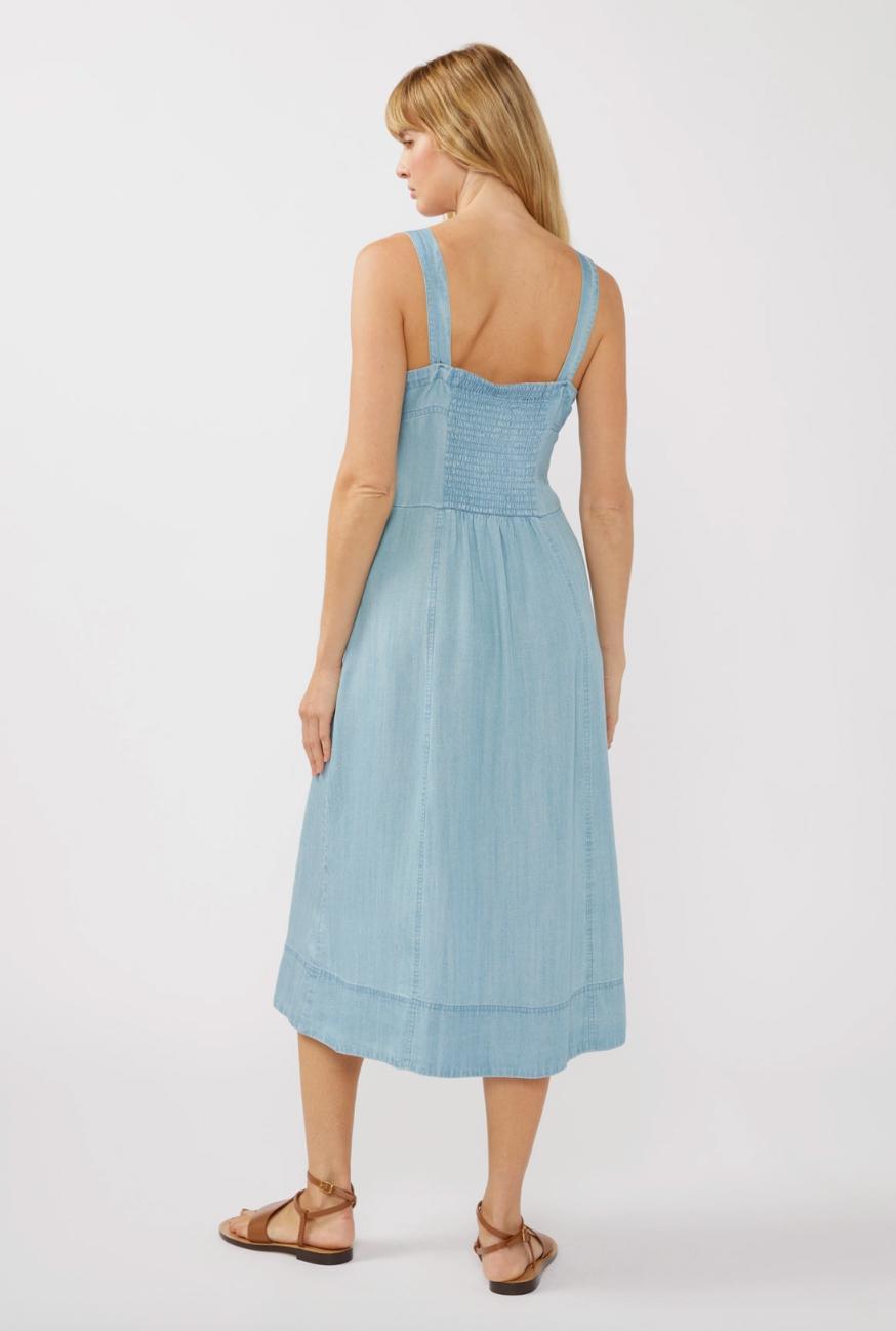 Square Neck Button Down Midi Dress Product Image