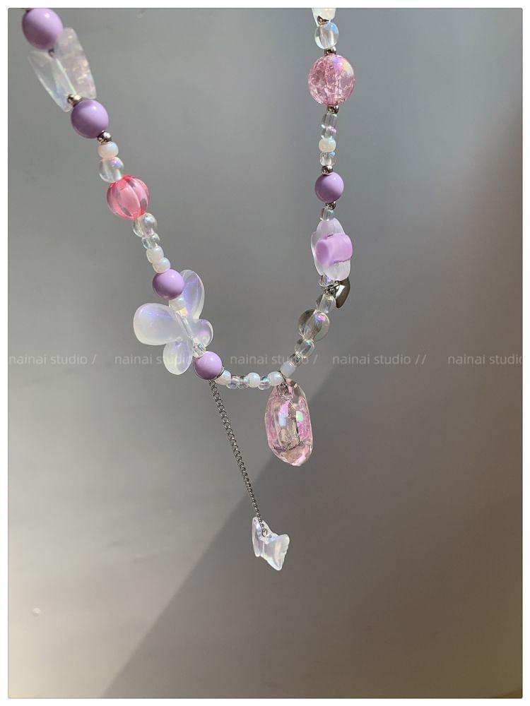 Heart Butterfly Bead Choker Product Image