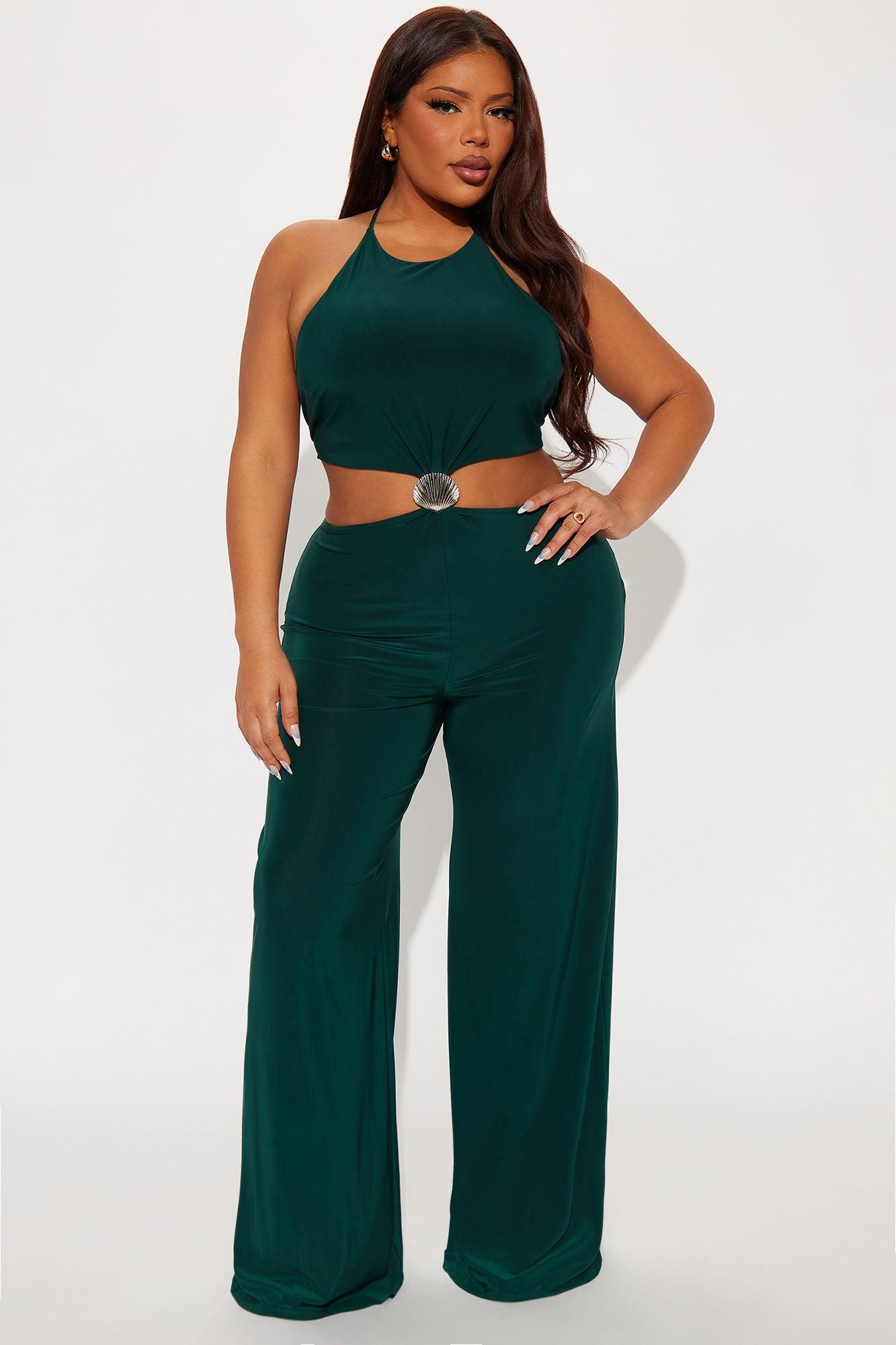 Call It Fate Backless Jumpsuit - Hunter Product Image