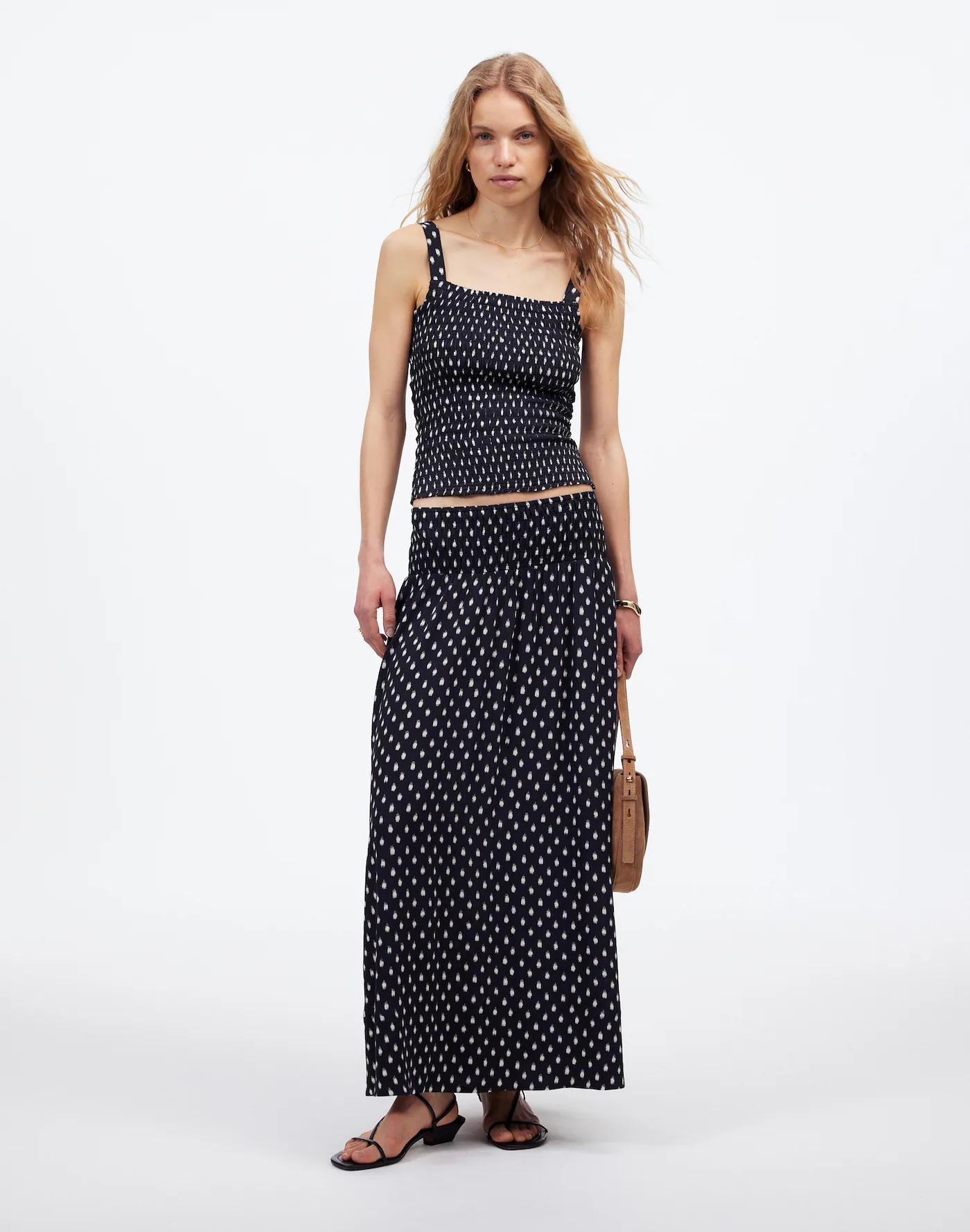 Smocked Tank Top in Shibori Dot Print Product Image