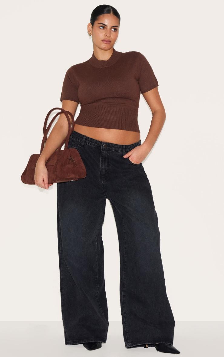 Plus Chocolate Basic Knit T Shirt Product Image