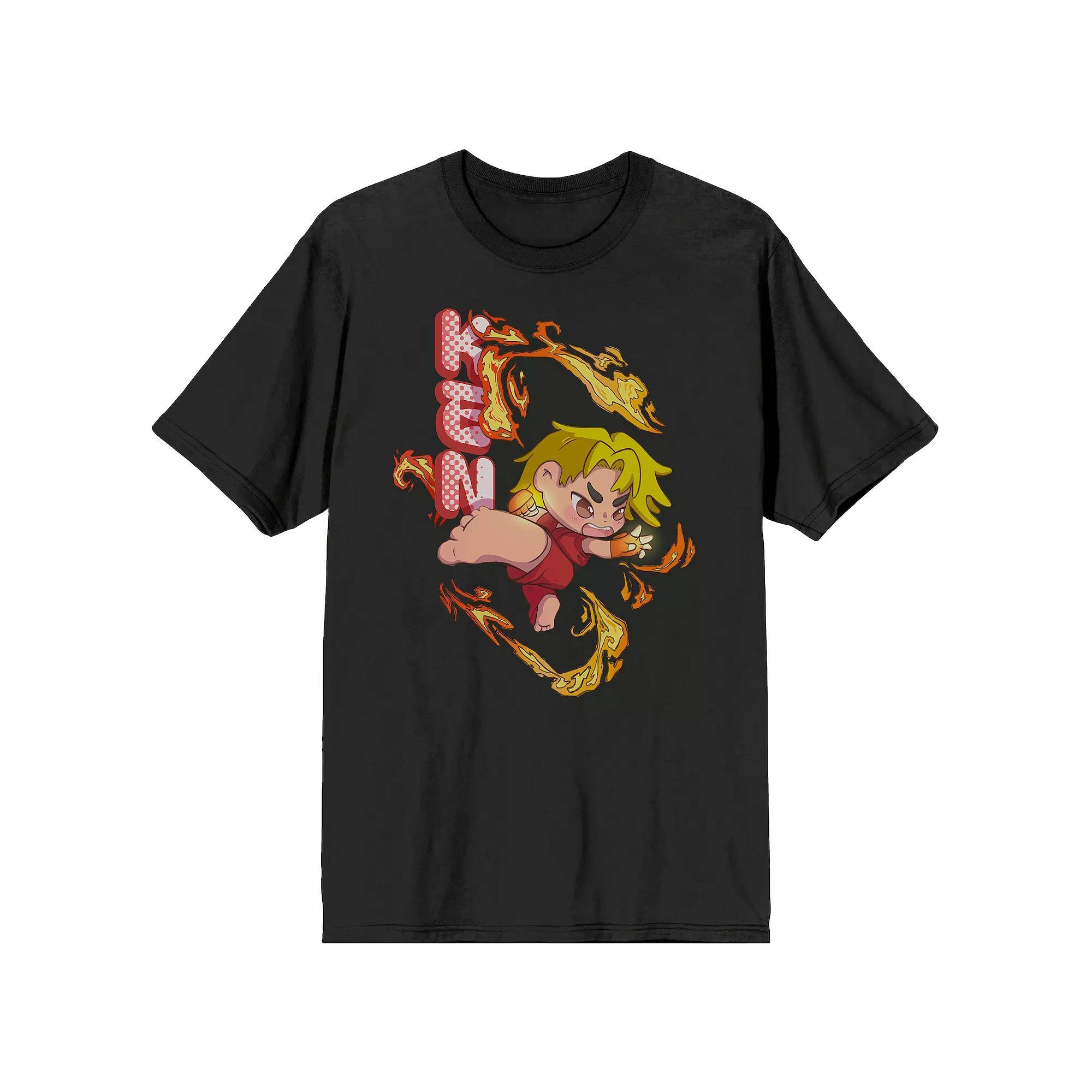 Men's Street Fighter Chibi Ken Short Sleeve Graphic T-Shirt, Size: Large, Black Product Image