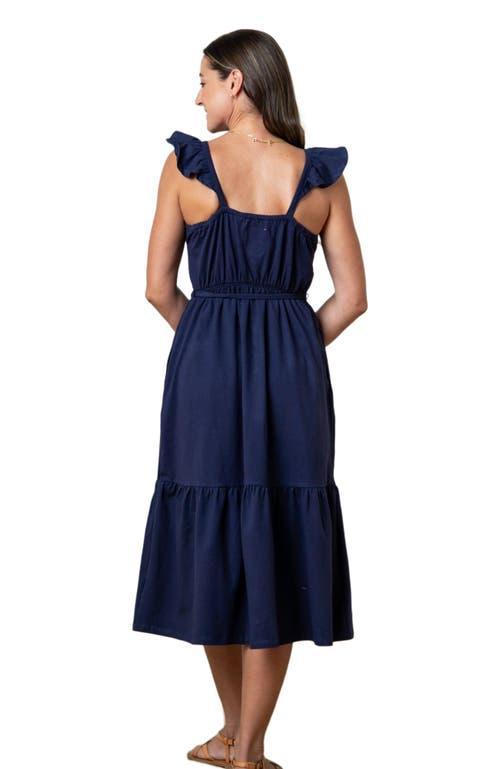 Hope & Henry Women's Organic Knit Flounce Dress in Navy Flutter Sleeve at Nordstrom, Size 2 Product Image