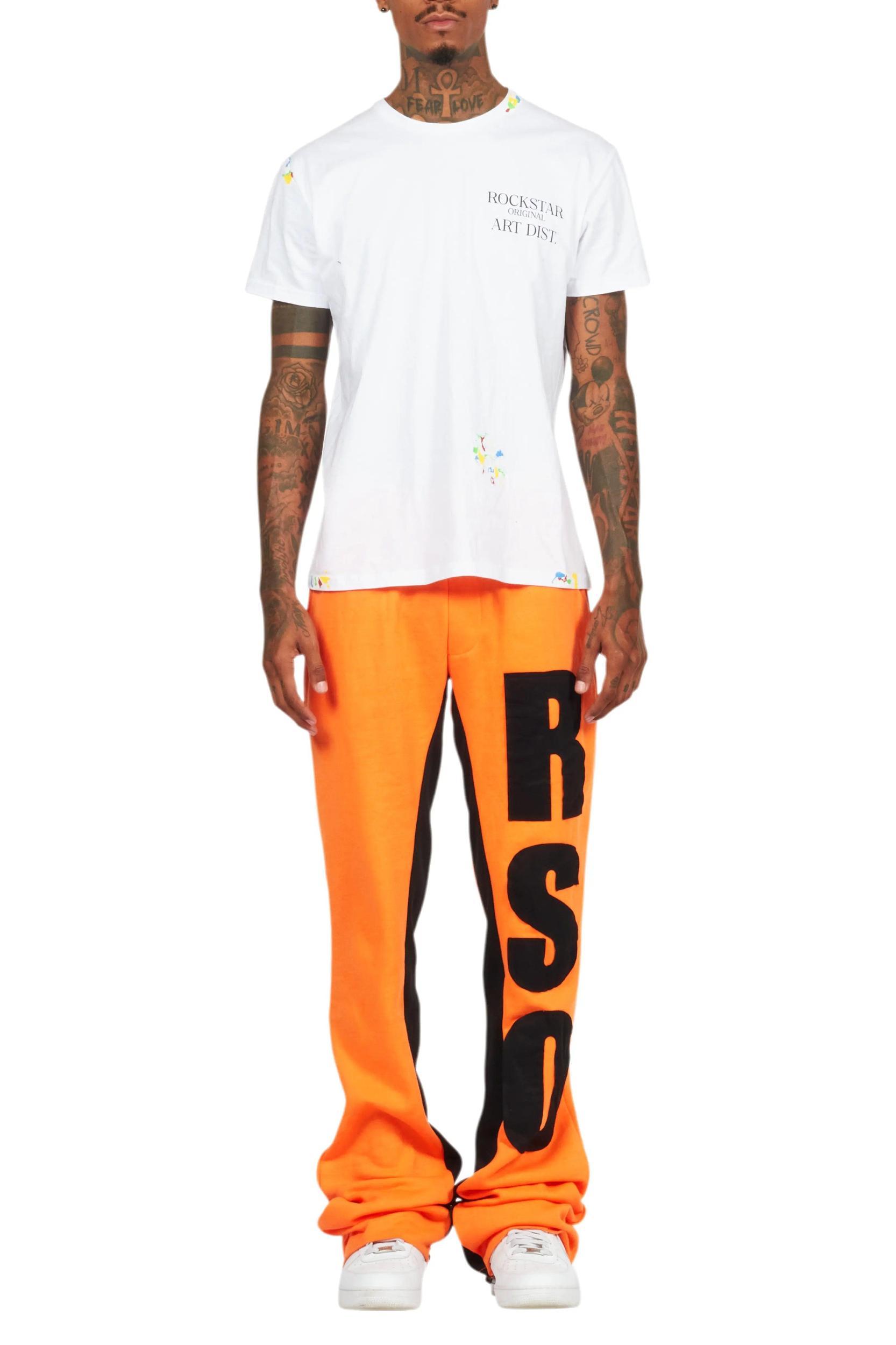 Uko Orange Stacked Baggy Track Pant Male Product Image