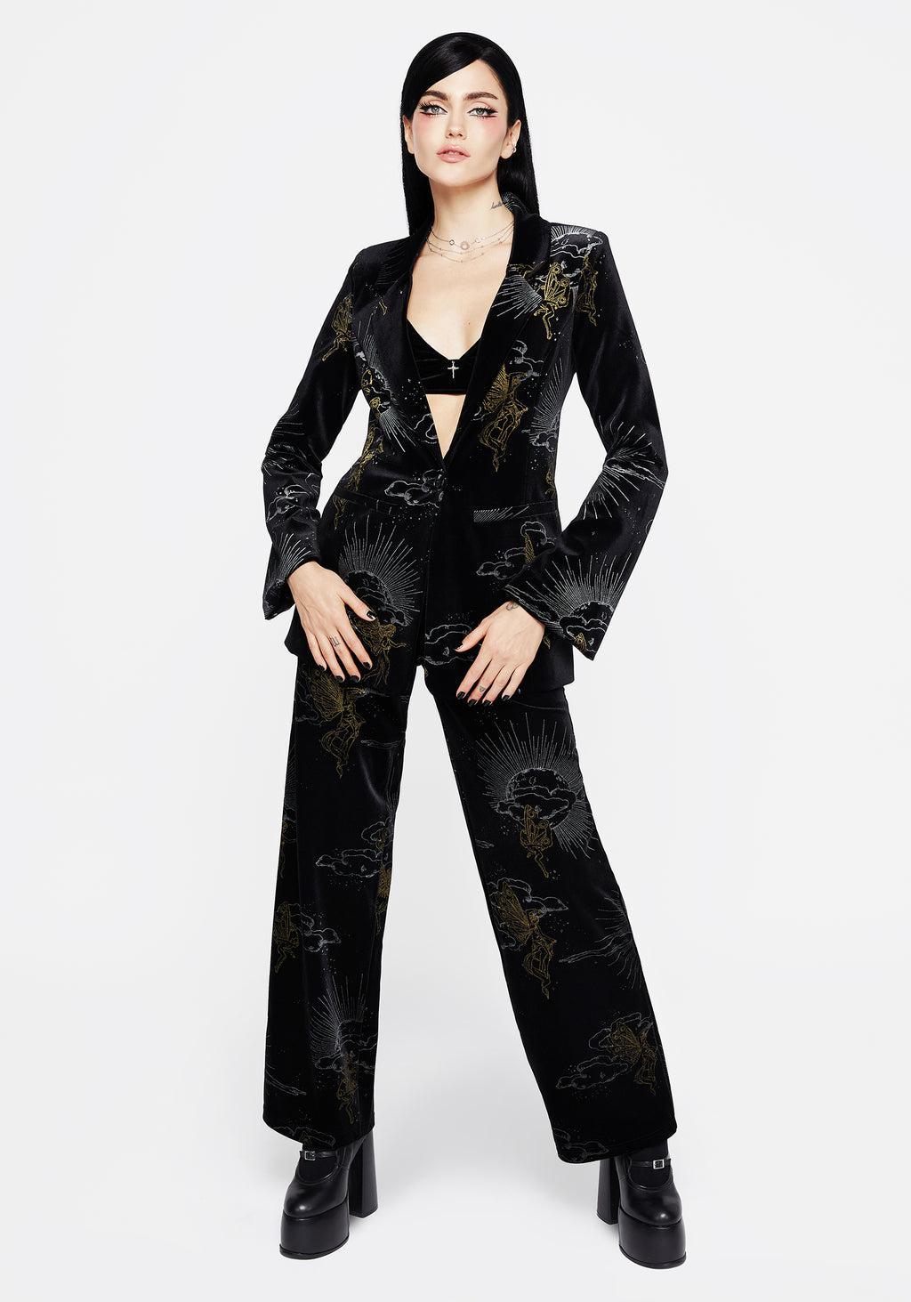 Adelina Foil Print Velour Blazer Product Image