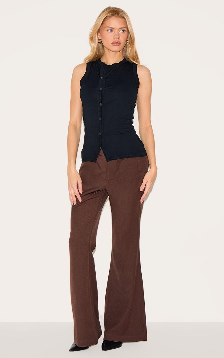 Black Cotton Asymmetric Button Down Top Product Image