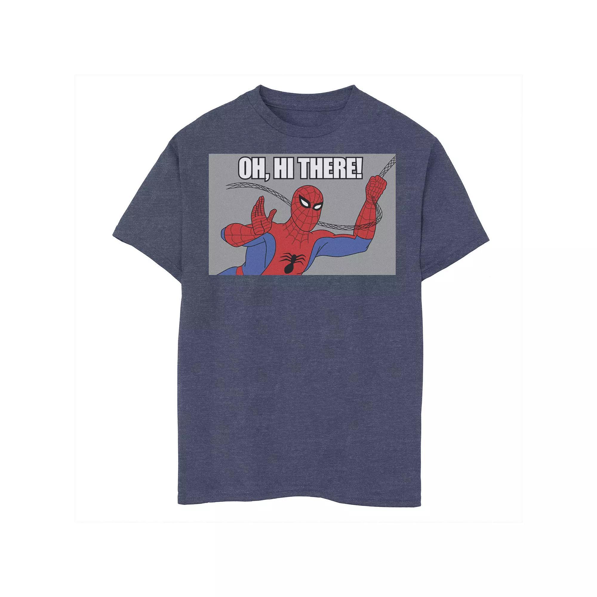 Boys 8-20 Marvel Spider-Man Swinging Oh, Hi There! Vintage Portrait Graphic Tee, Boy's, Size: Medium, Navy Grey Product Image