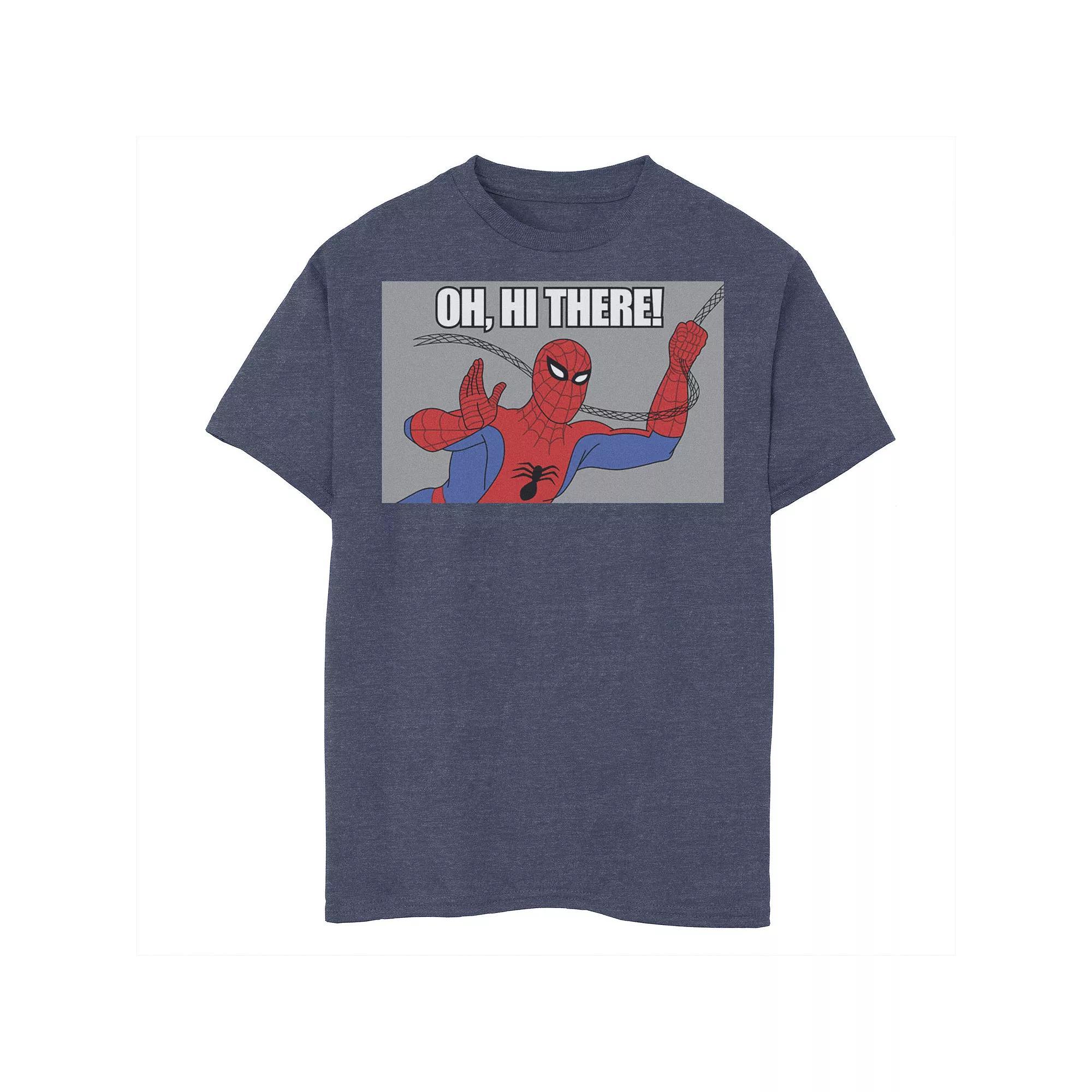 Boys 8-20 Marvel Spider-Man Swinging Oh, Hi There! Vintage Portrait Graphic Tee, Boy's, Size: Medium, Navy Grey Product Image