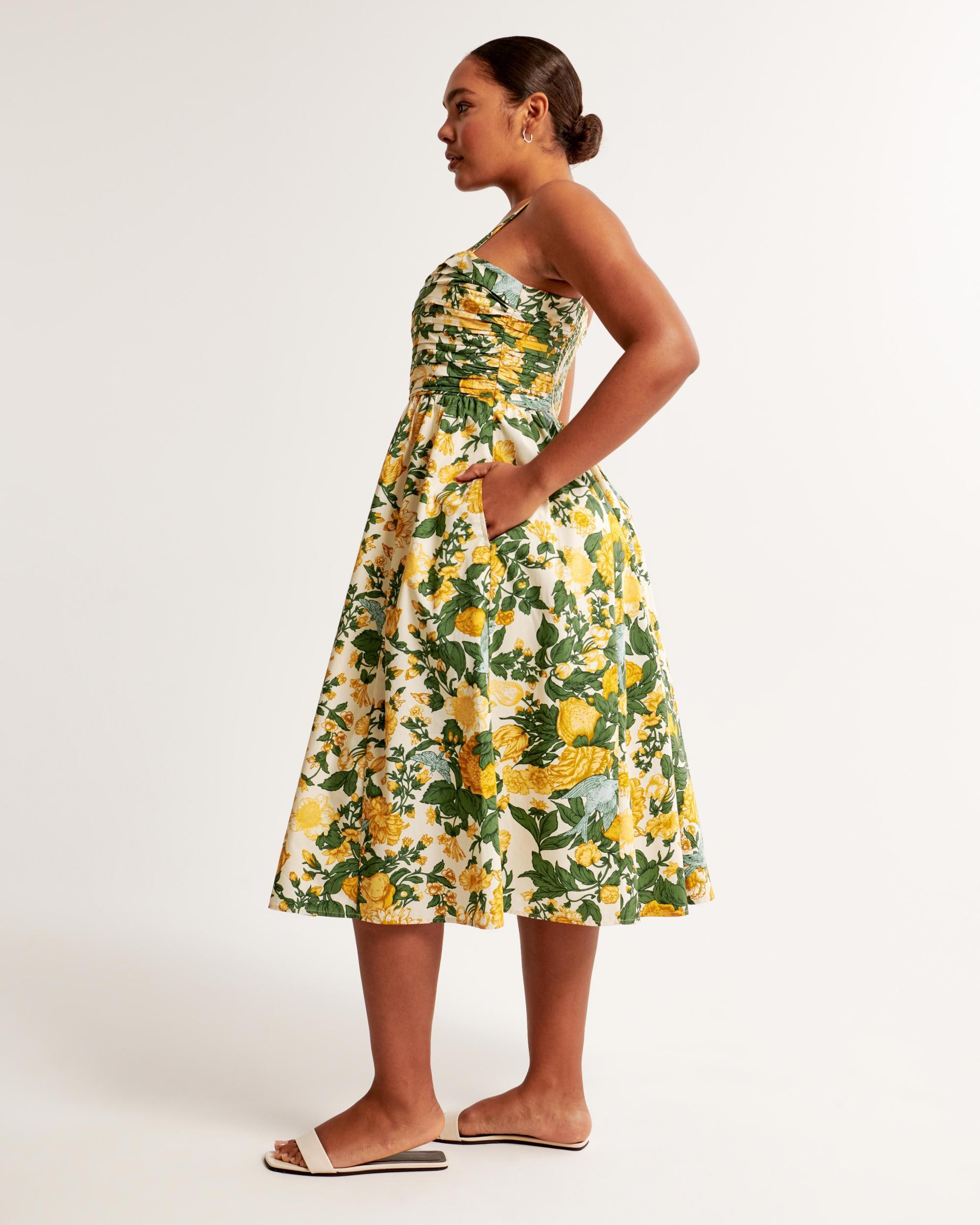 The A&F Emerson Poplin Wide Strap Midi Dress Product Image