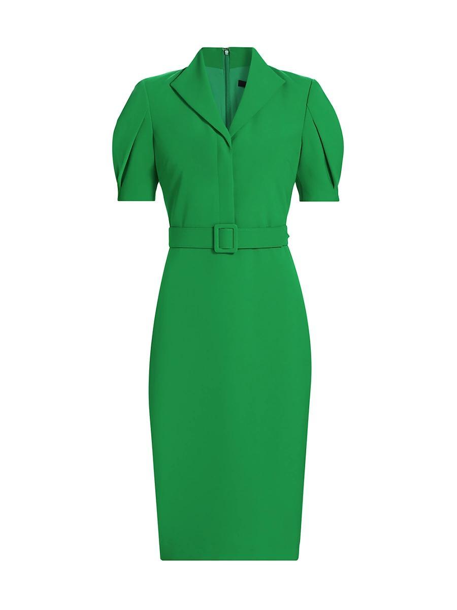 Womens Crepe Short-Sleeve Belted Midi-Dress Product Image