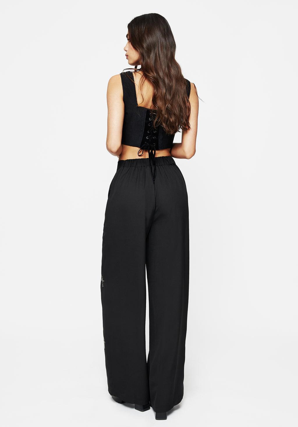 Ankh Beaded Chiffon Wide Leg Trousers Product Image