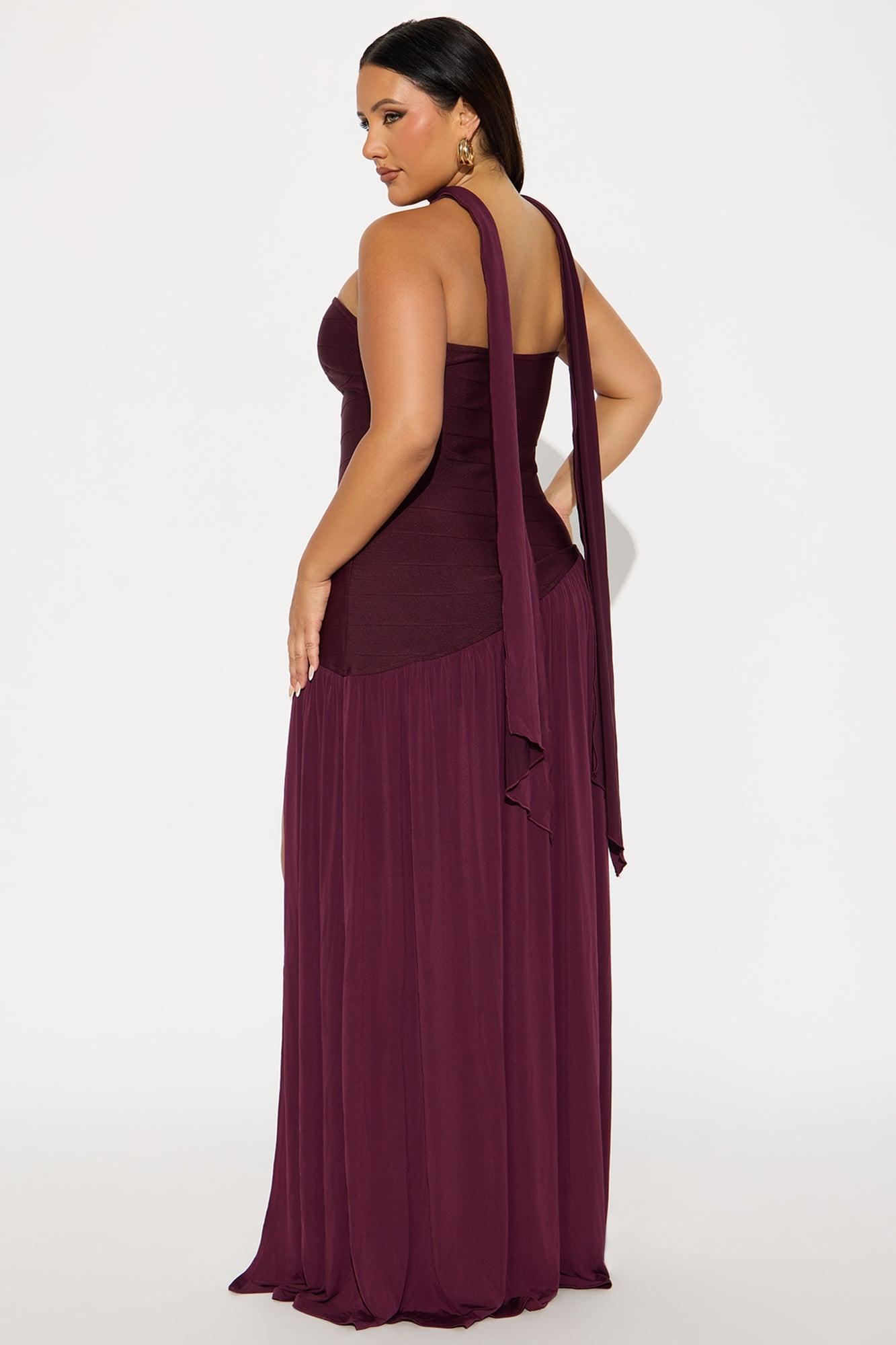Amelia Drop Waist Bandage Gown - Plum Product Image