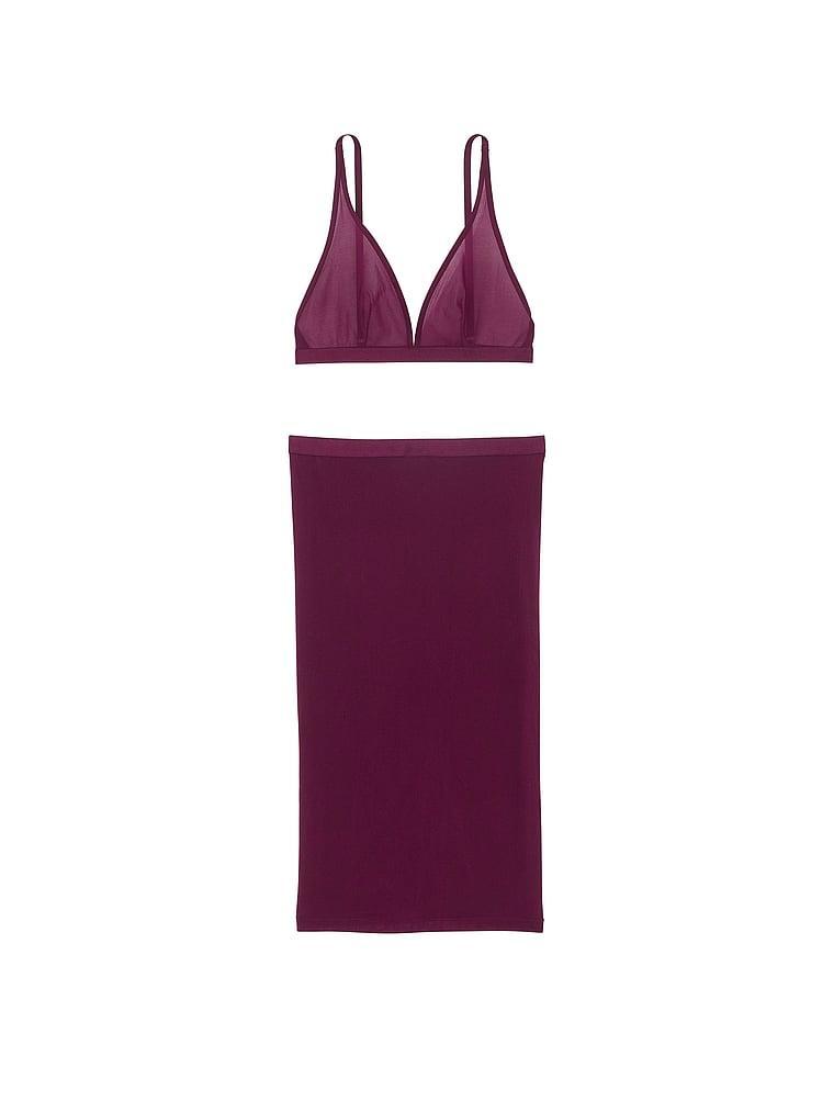 Sheer Knit Triangle Bralette & Tube Skirt Set Product Image