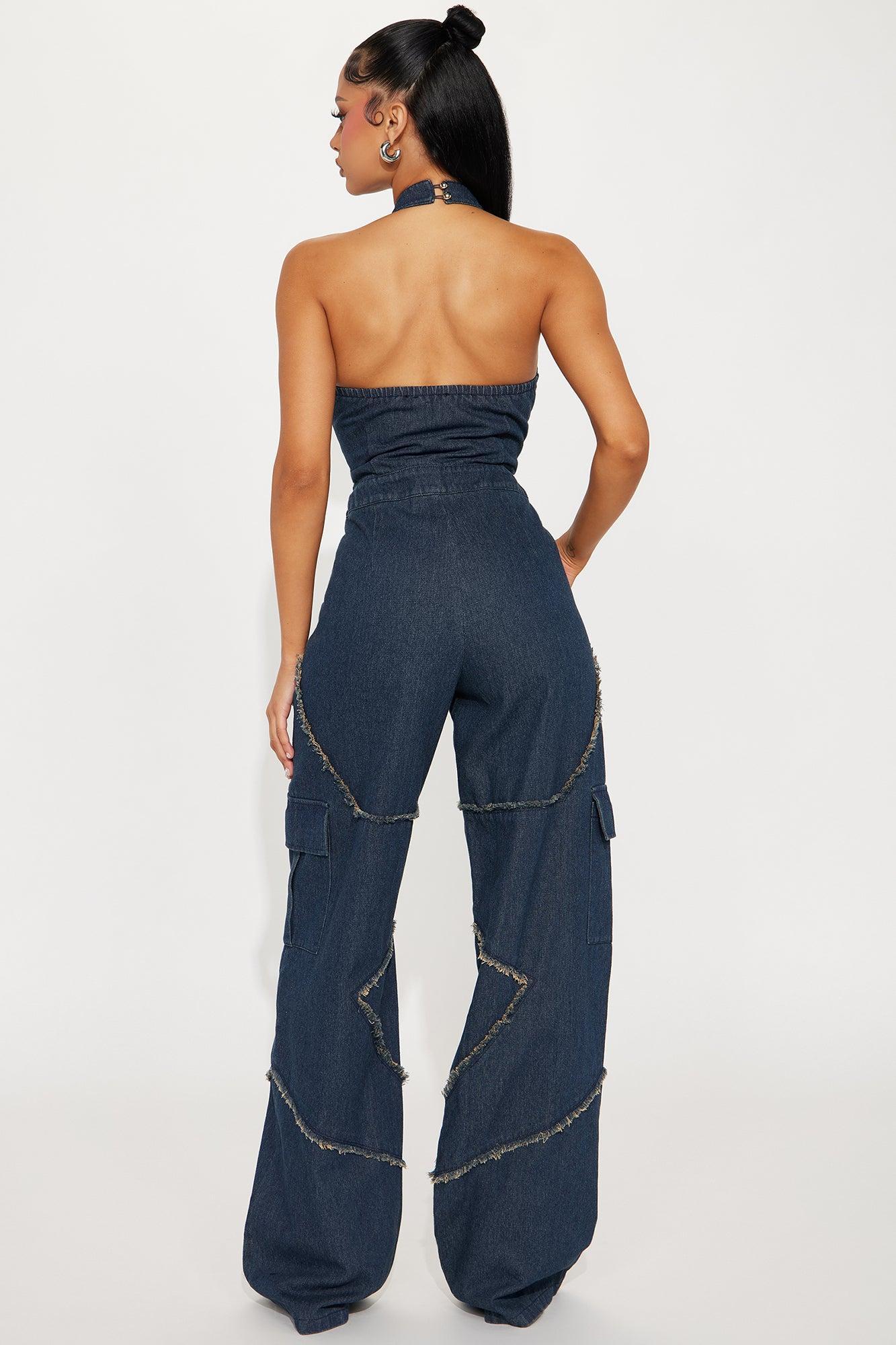 Star Of Your Eye Denim Jumpsuit - Dark Wash Product Image