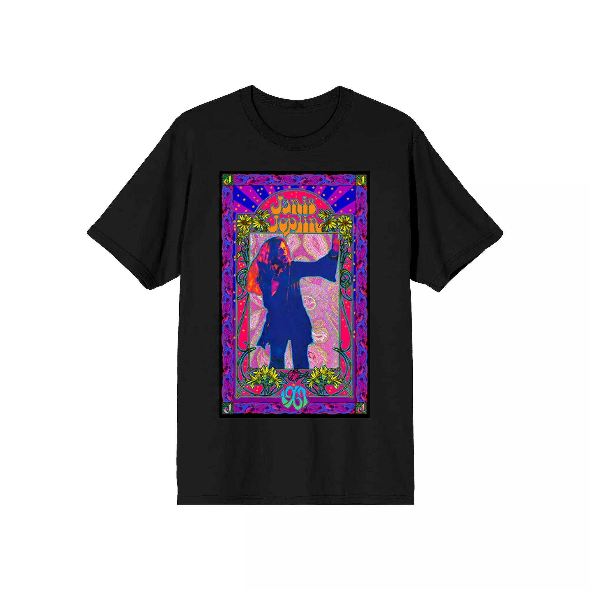 Men's Janis Joplin New Border Graphic Tee, Size: XXL, Black Product Image