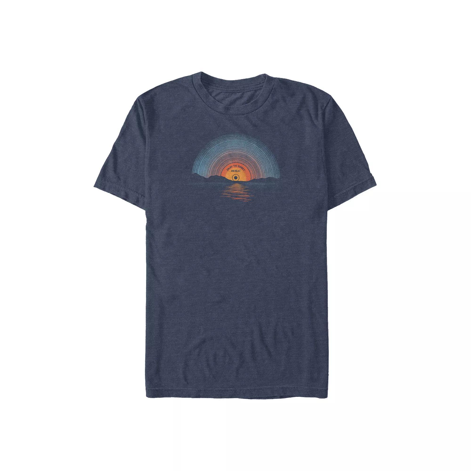 Big & Tall Sunset Record Graphic Tee, Men's, Size: 4XL Tall, Navy Grey Product Image