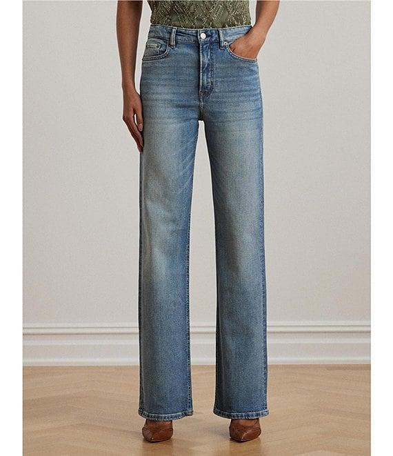 Lauren Ralph Lauren High Rise Wide-Leg Jeans Product Image
