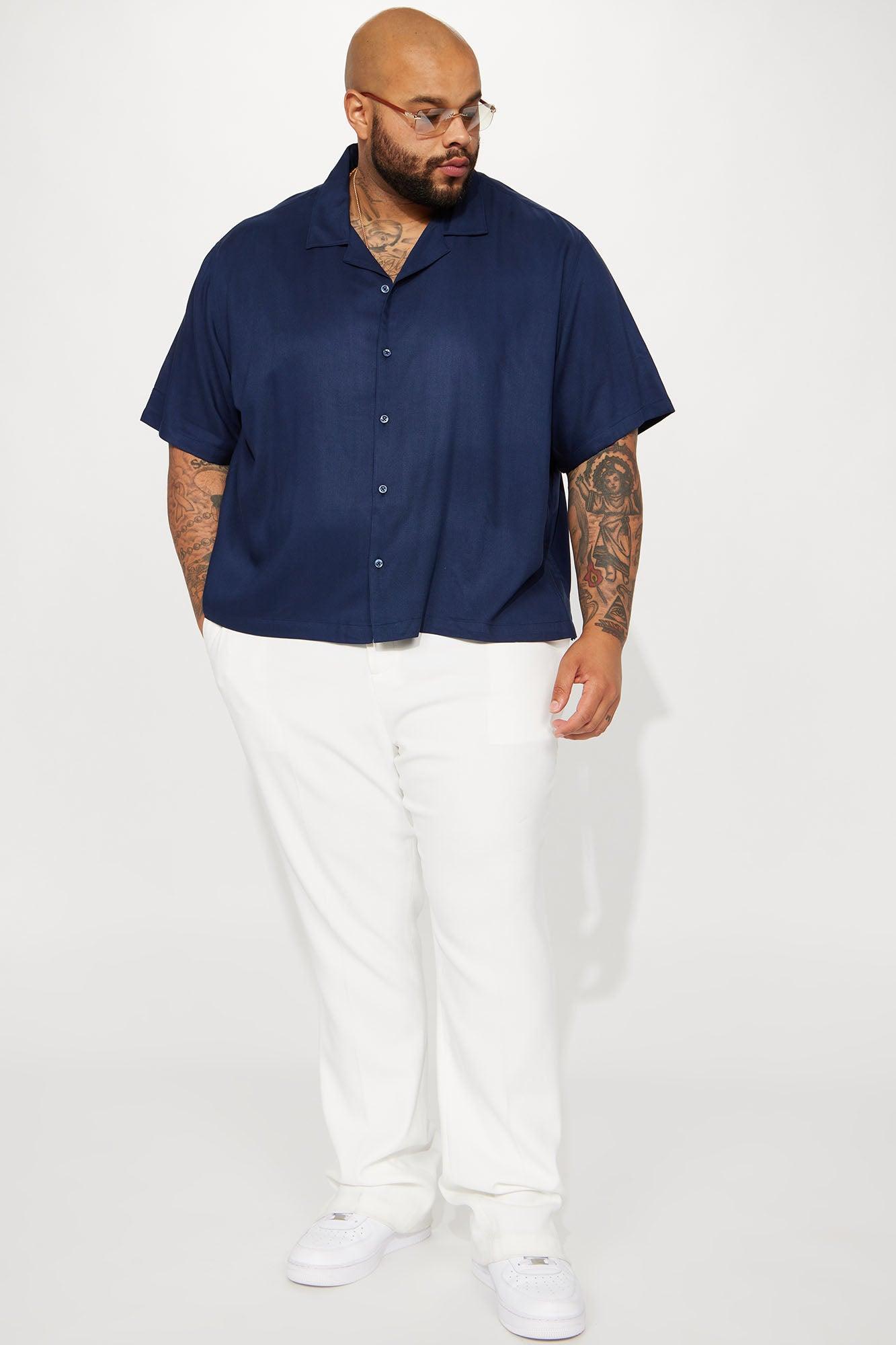 Dawson Relaxed Short Sleeve Cuban Shirt - Navy Product Image