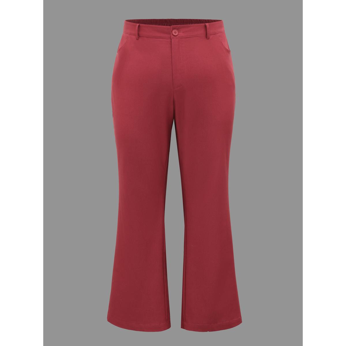 Plus Size Holiday Stretchy Flared Pants Women Scarlet Formal Bootcut Mid Rise Party Pants BloomChic 10/M Product Image
