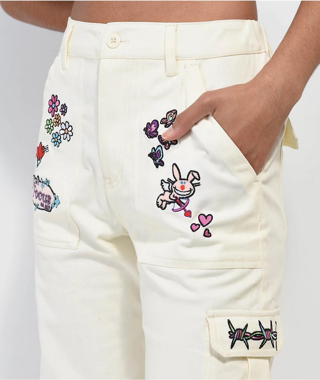 Broken Promises x Happy Bunny Graffiti Brown Flannel Shirt Product Image