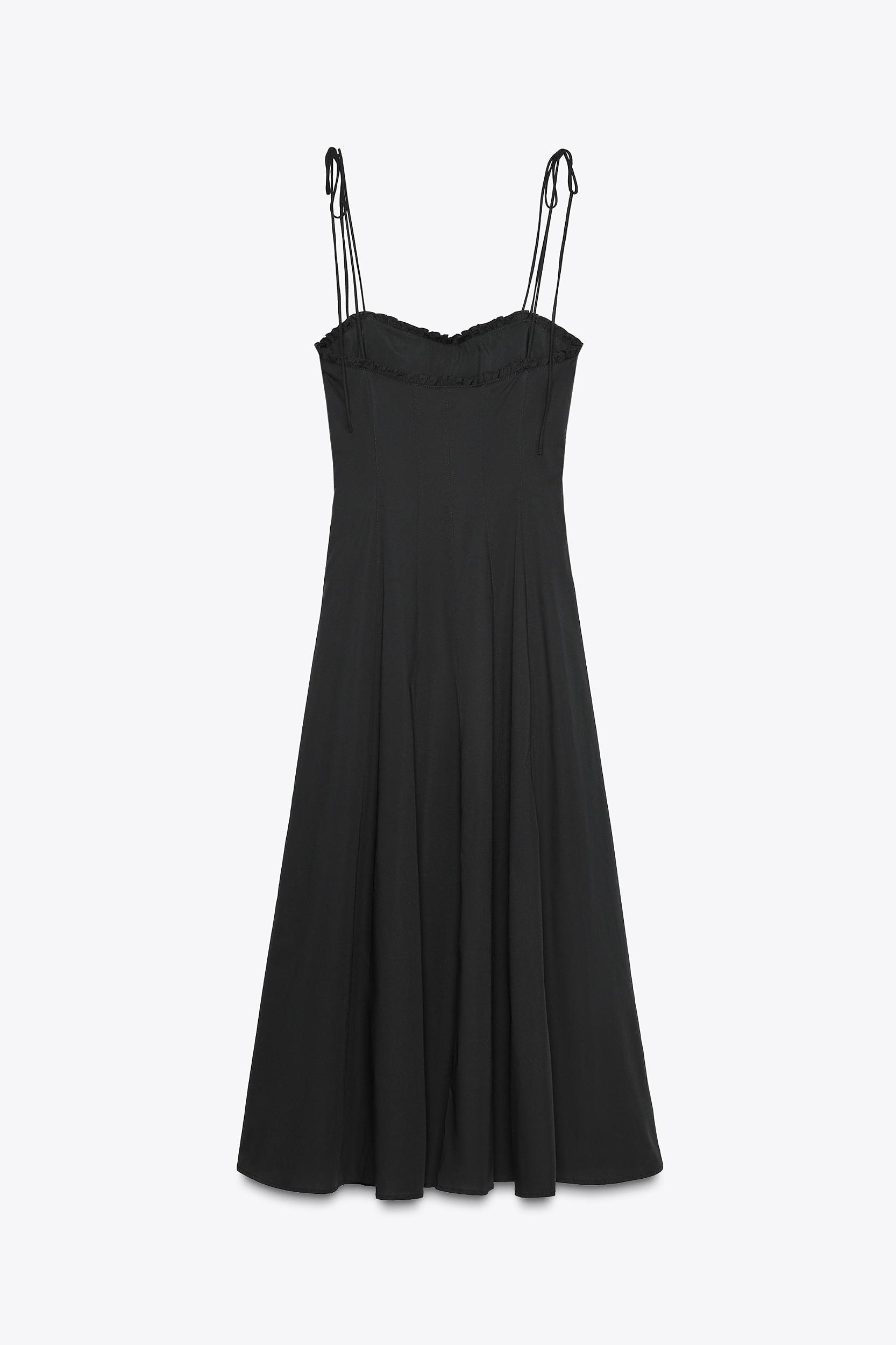 RUFFLED POPLIN MIDI DRESS Product Image