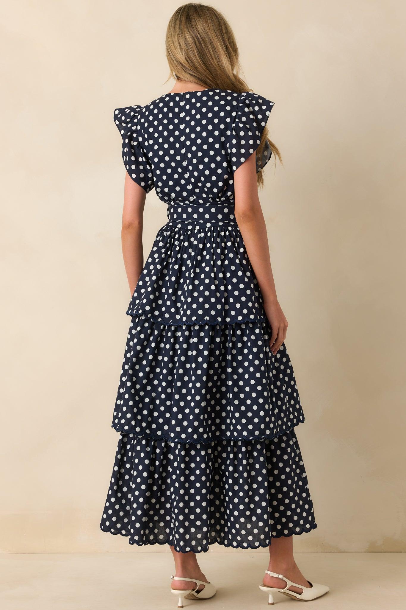 Prosperina Chelsea Navy Polka Dot Cotton Maxi Dress Product Image