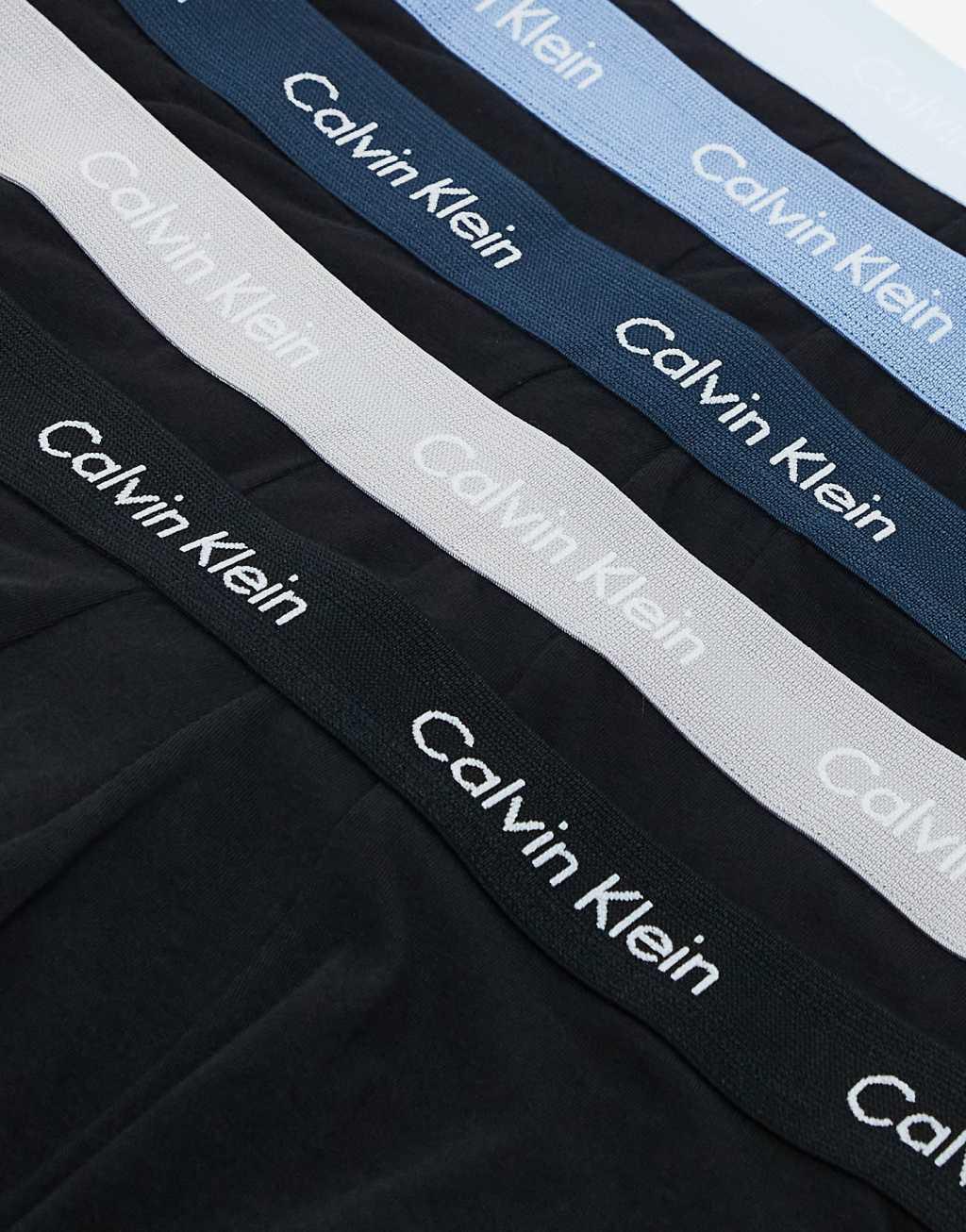 Calvin Klein Cotton Stretch 5 pack boxer briefs with colored waistbands in black Product Image