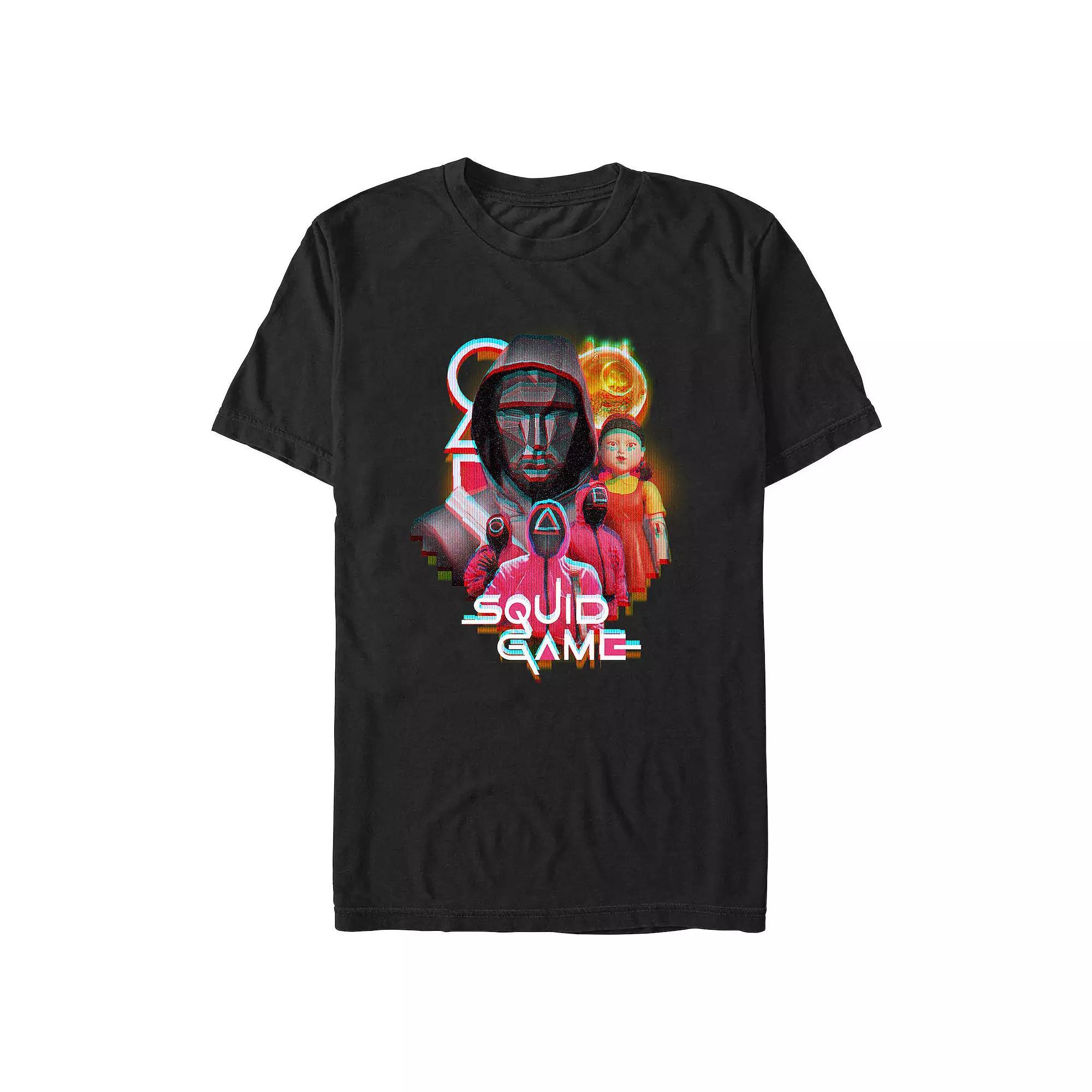 Men's Squid Game Glitch Poster Graphic Tee, Size: XL, Black Product Image