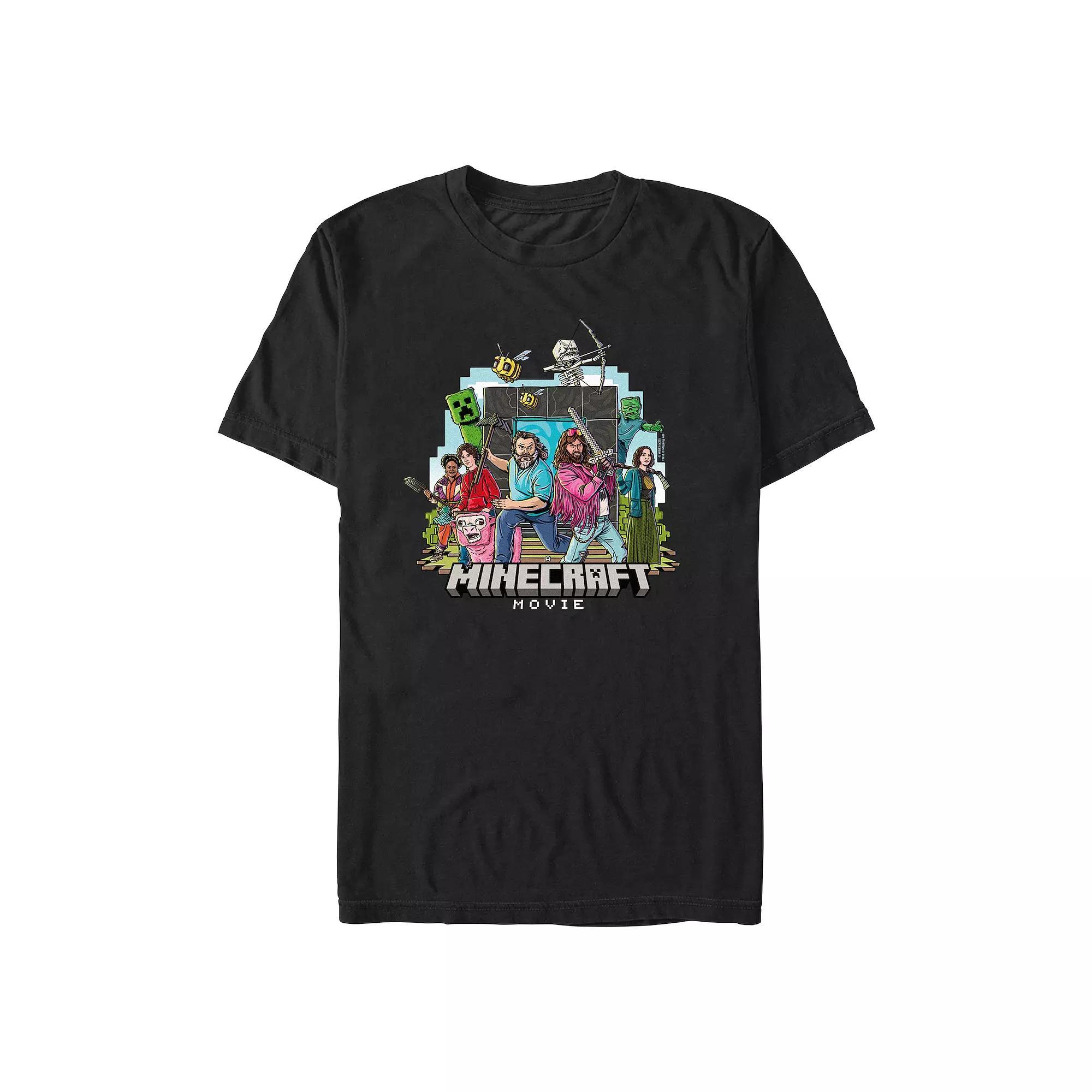 Men's Minecraft Movie Heroes Group Graphic Tee, Size: Large, Black Product Image