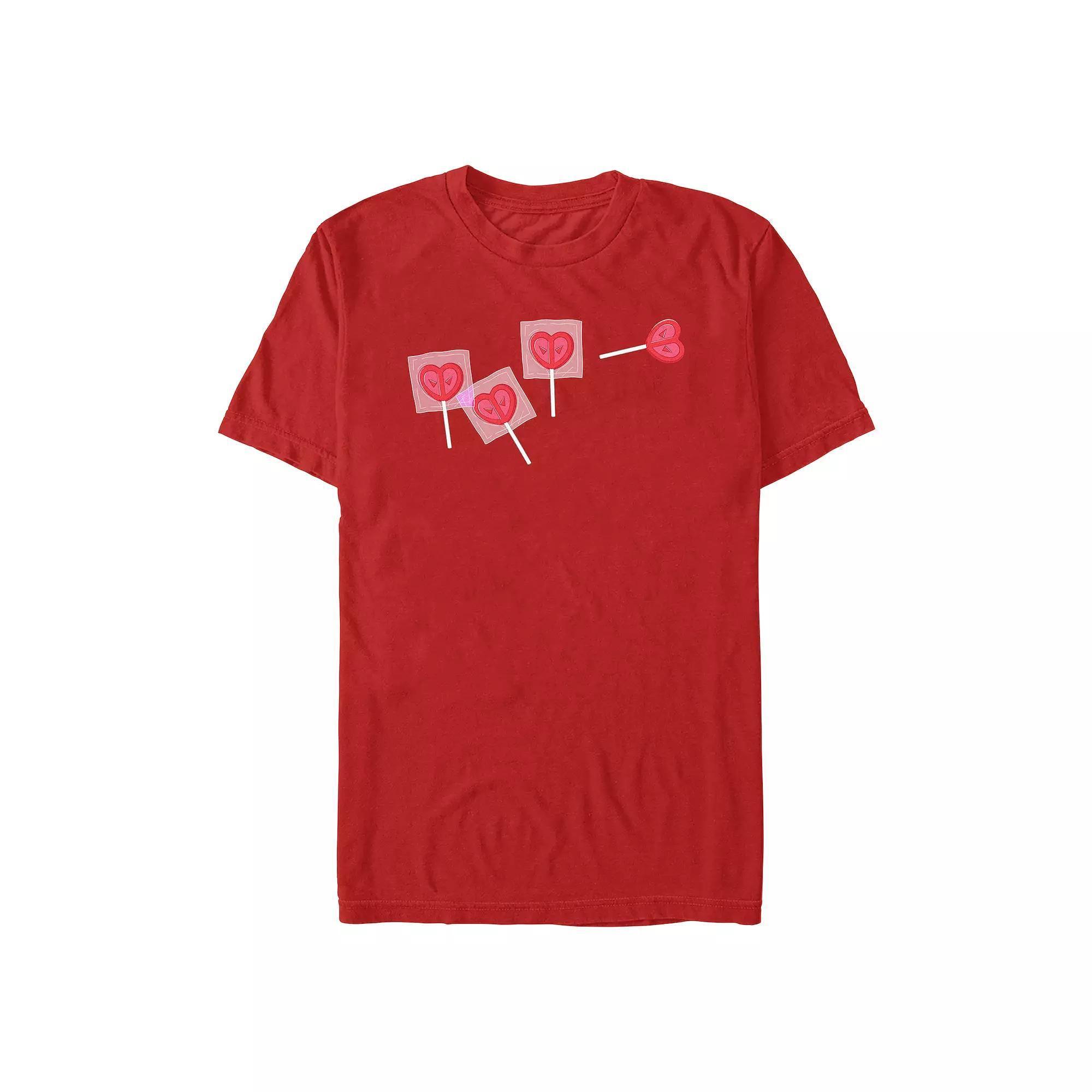 Men's Marvel Deadpool Valentine's Day Heart Lollipops Graphic Tee, Size: XXL, Red Product Image