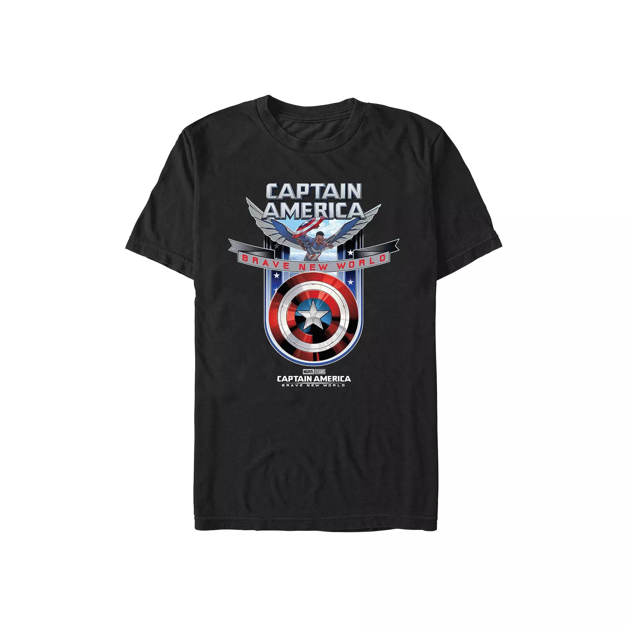 Men's Marvel Captain America Brave New World Wingsuit In Action Graphic Tee, Size: XXL, Black Product Image