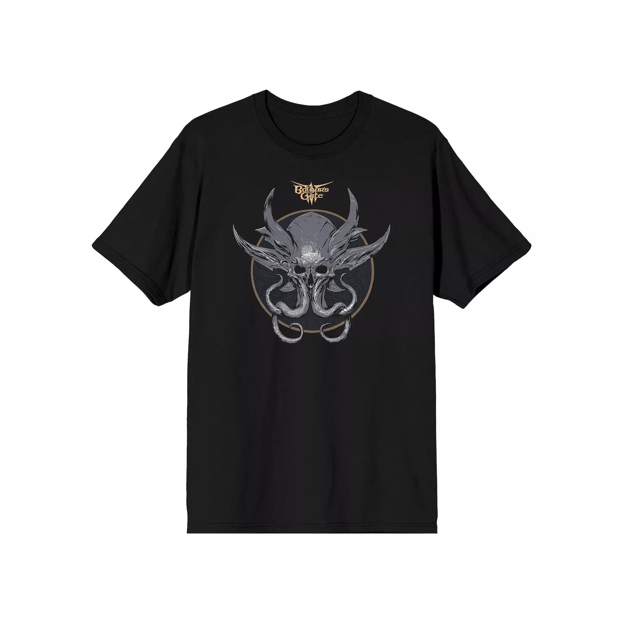 Men's Baldur's Gate 3 Horned Short Sleeve Graphic Tee, Size: Large, Black Product Image