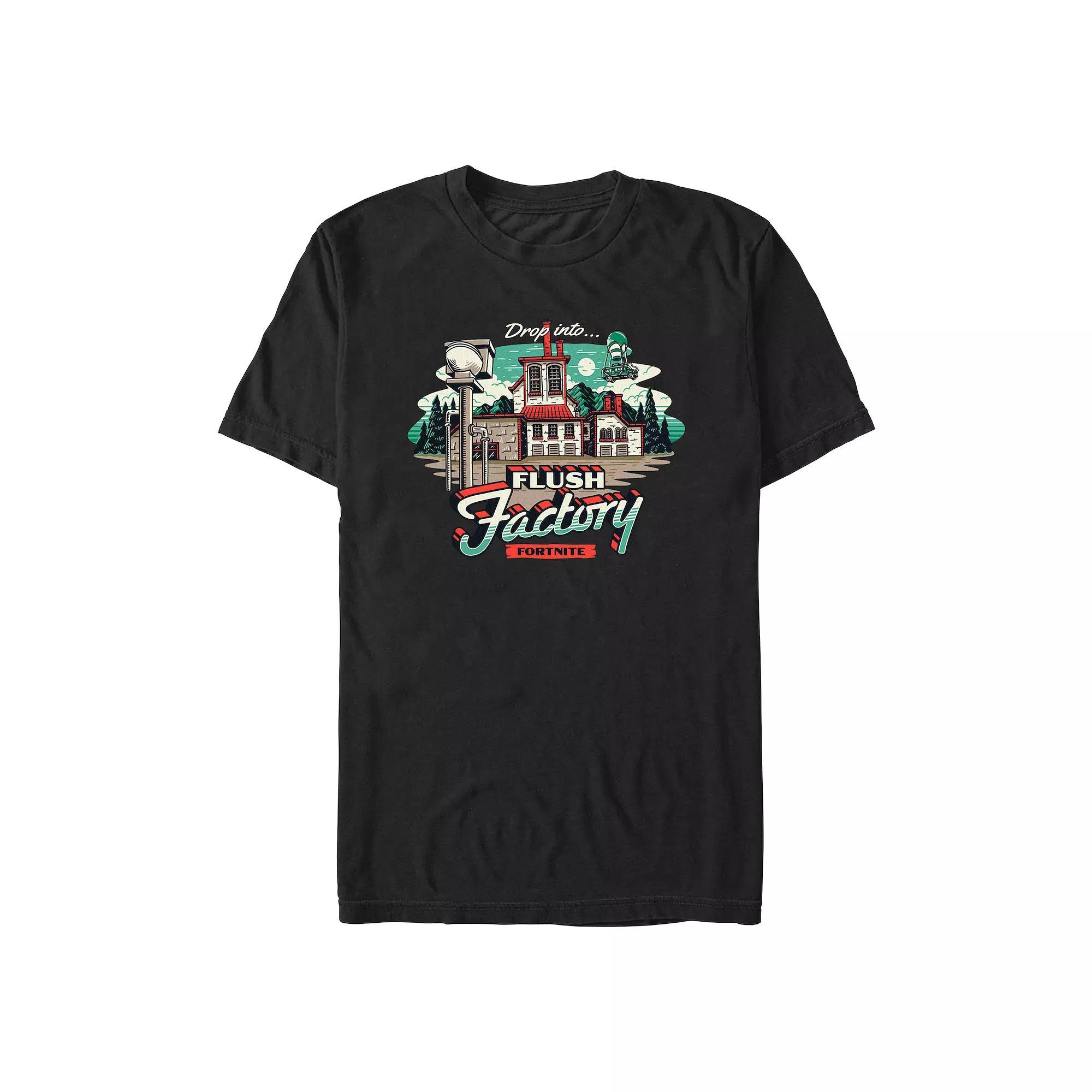 Men's Fortnite Drop Into Flush Factory Graphic Tee, Size: XL, Black Product Image