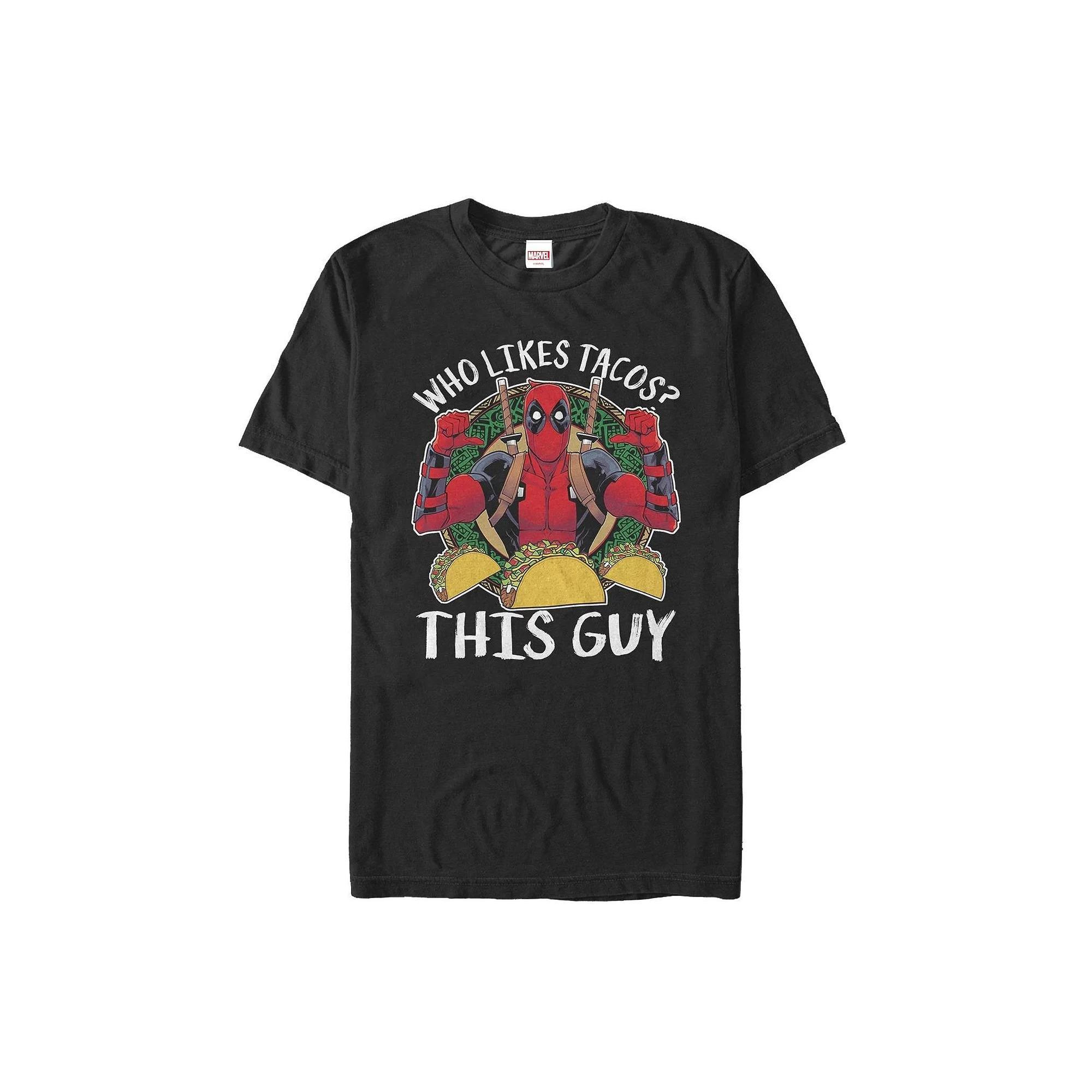 Men's Marvel Comics Deadpool "Who Likes Tacos?" Tee, Size: Large, Black Product Image