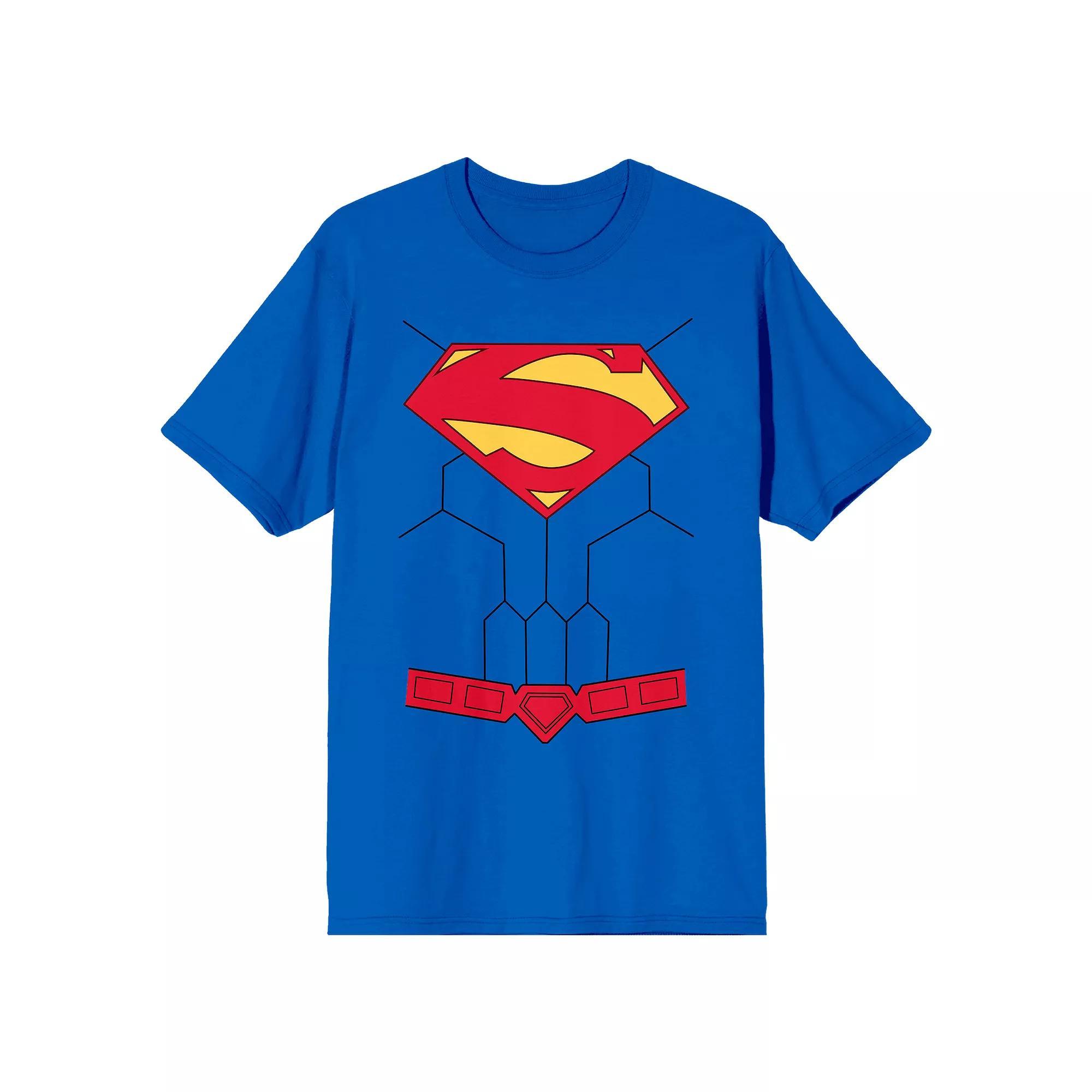 Men's Superman Crest and Belt Tee, Size: Large, Blue Product Image