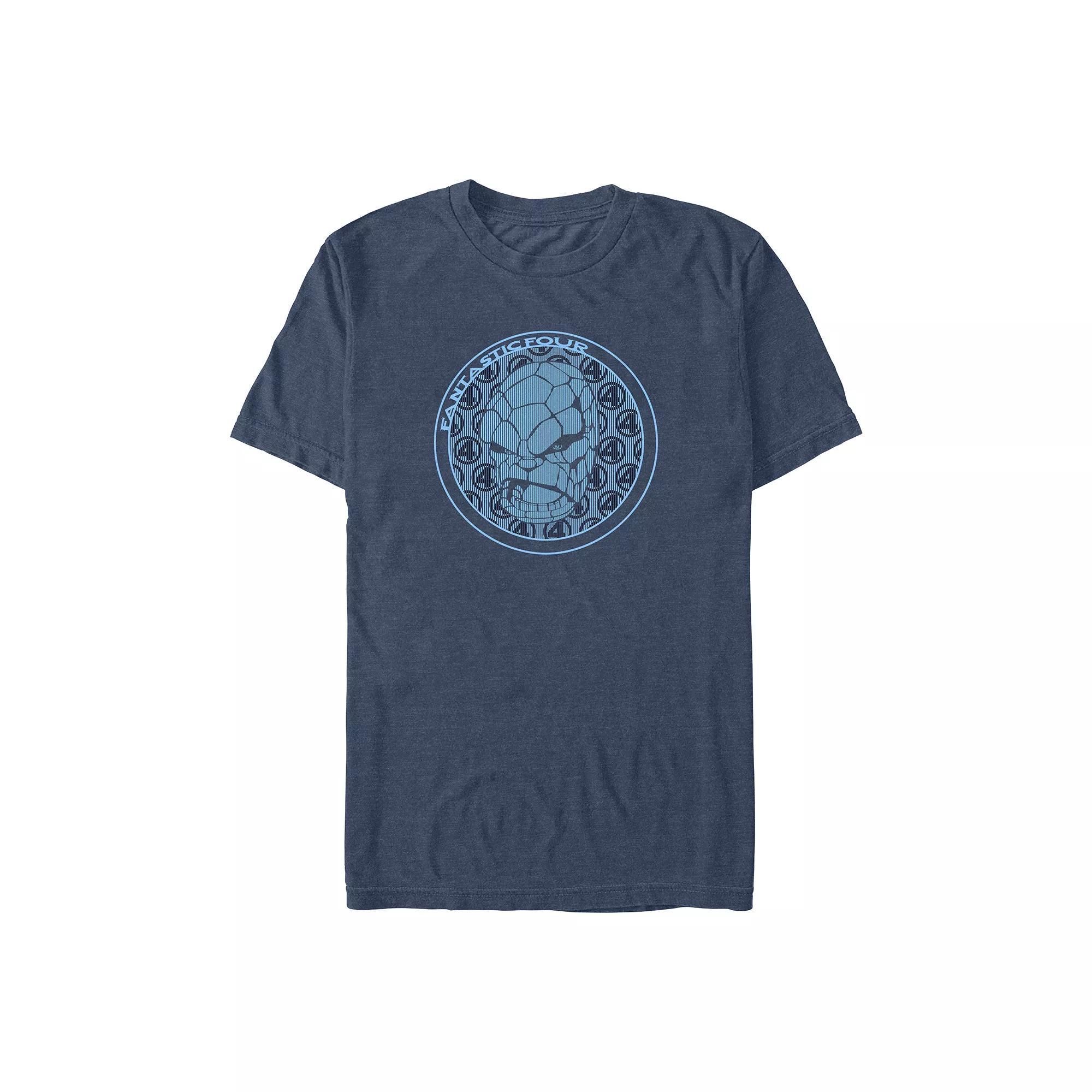 Big & Tall Marvel Fantastic Four The Thing Stamp Graphic Tee, Men's, Size: XL Tall, Navy Grey Product Image