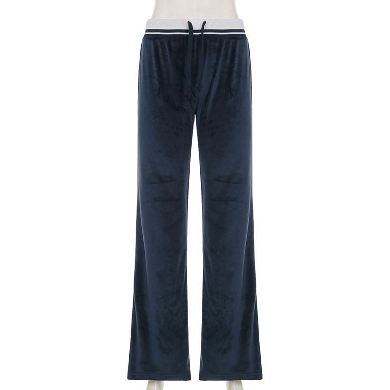 Low Waist Two Tone Wide Leg Sweatpants Product Image