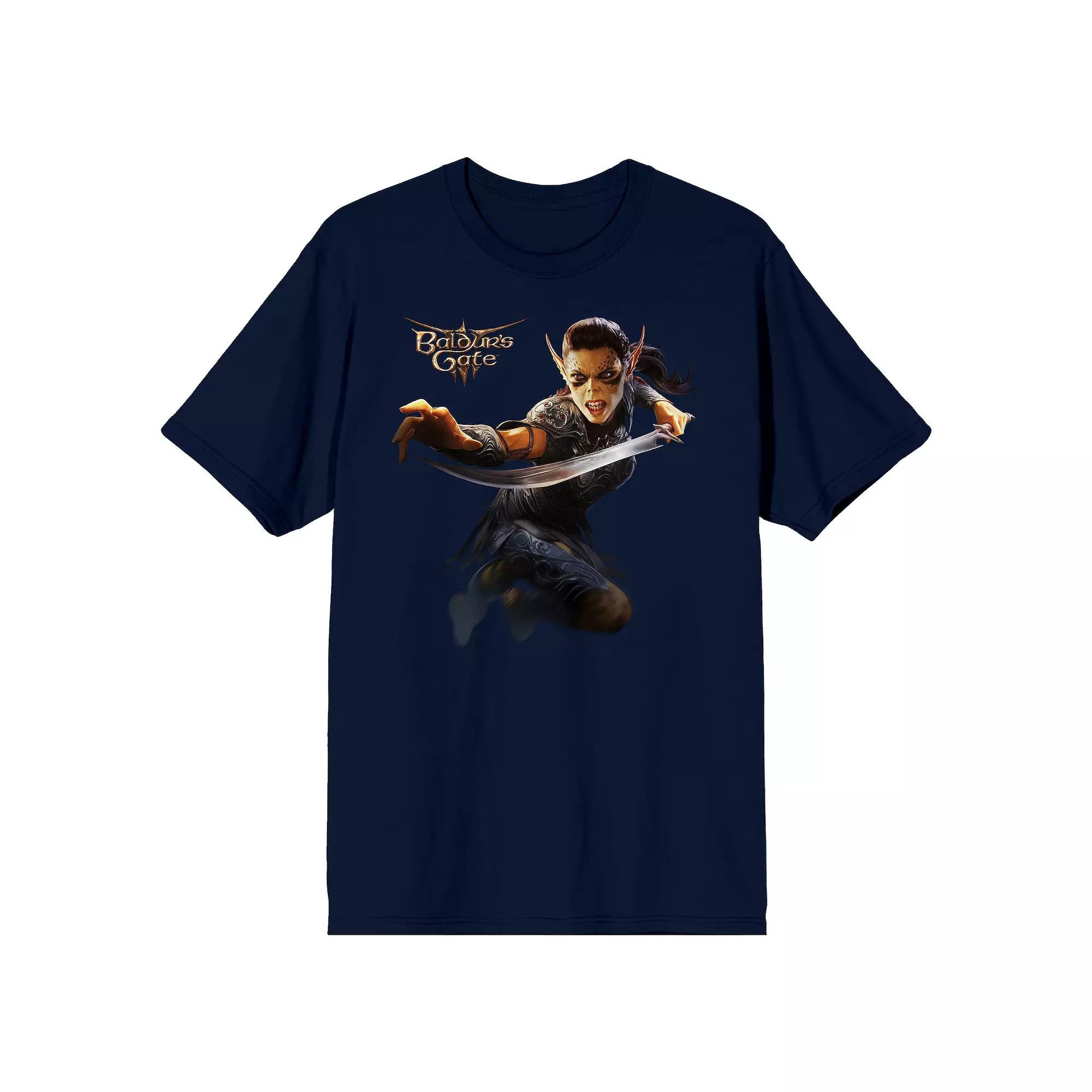 Men's Baldur's Gate 3 Lae'zel Short Sleeve Graphic Tee, Size: XL, Blue Product Image
