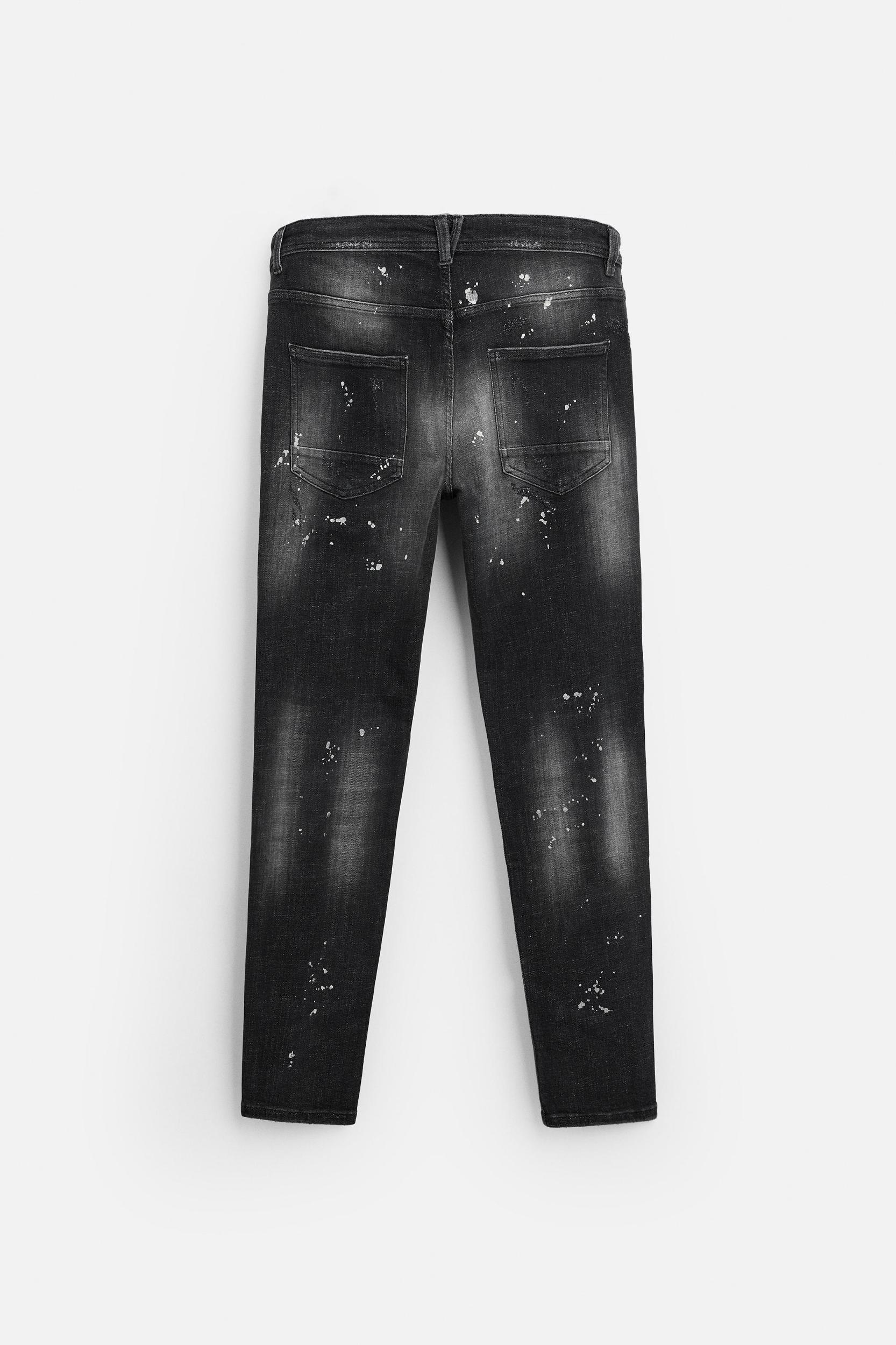 SPLATTERED RIPPED SKINNY JEANS Product Image