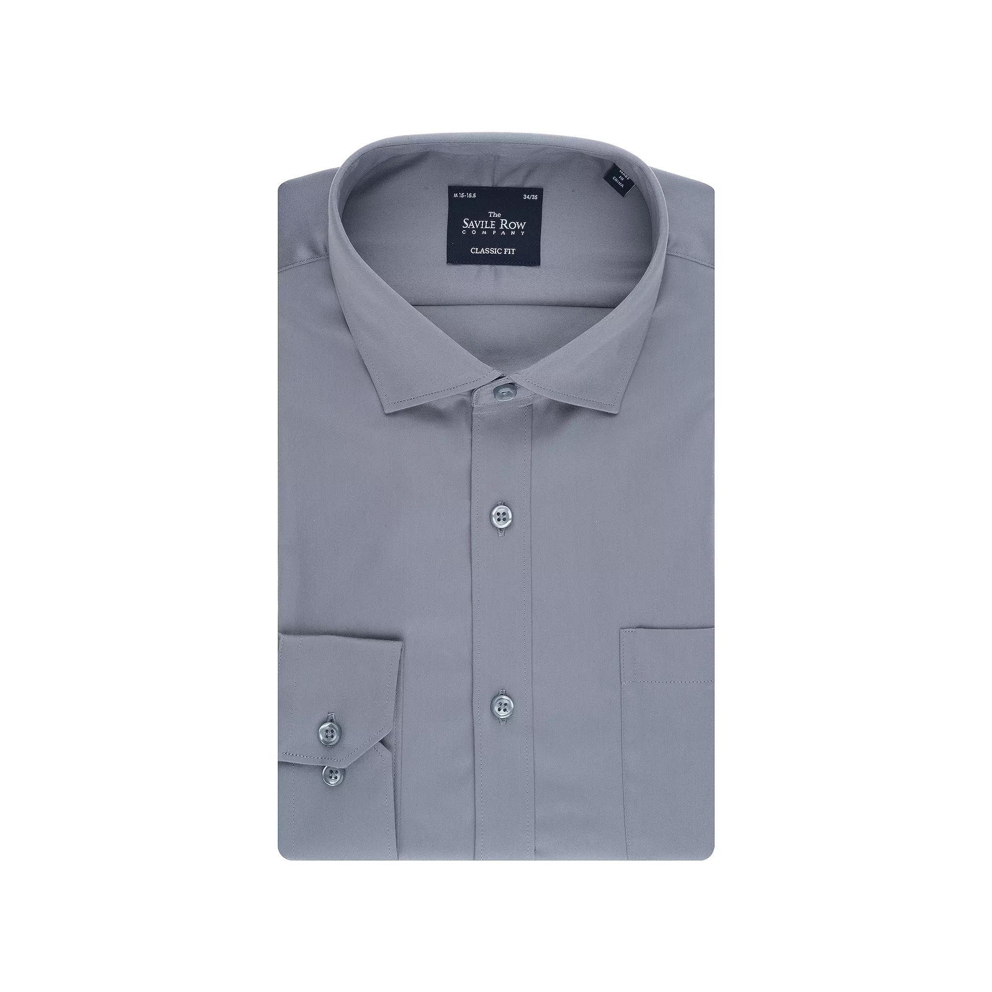 Men's Savile Row Classic Fit Sateen Dress Shirt, Size: XL-34/35, Light Gray Product Image