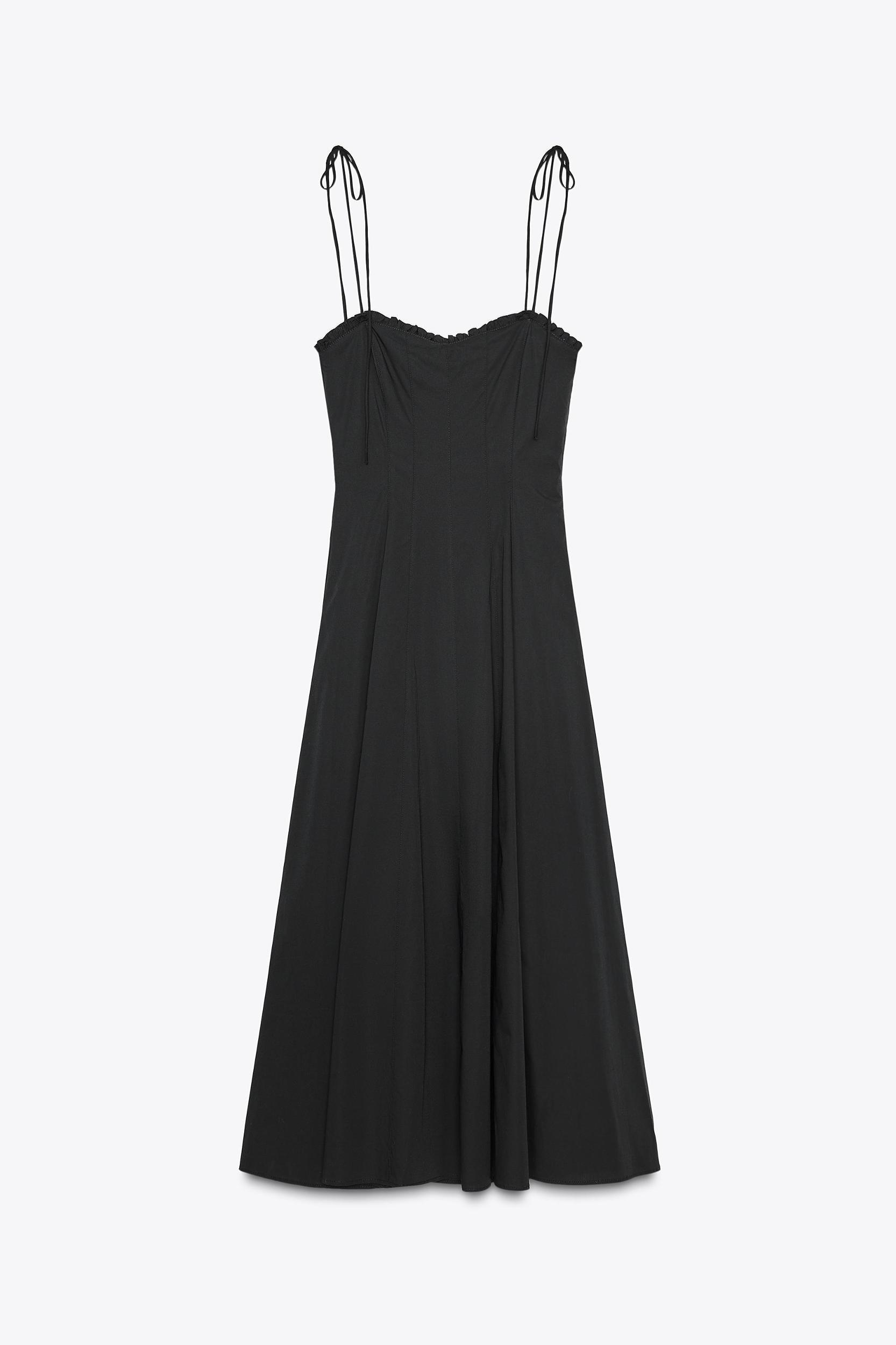 RUFFLED POPLIN MIDI DRESS Product Image
