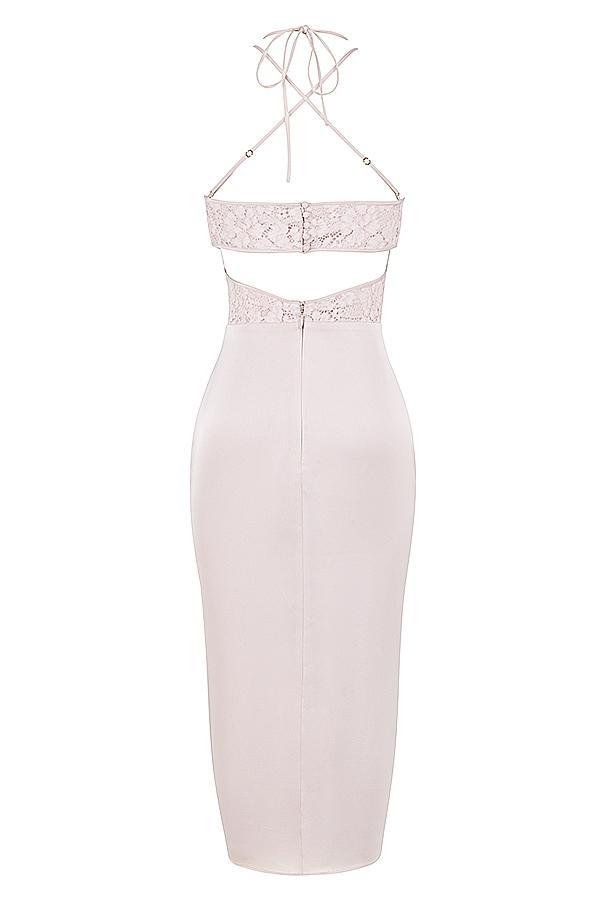 Georgia  crystal satin and lace midi dress Product Image