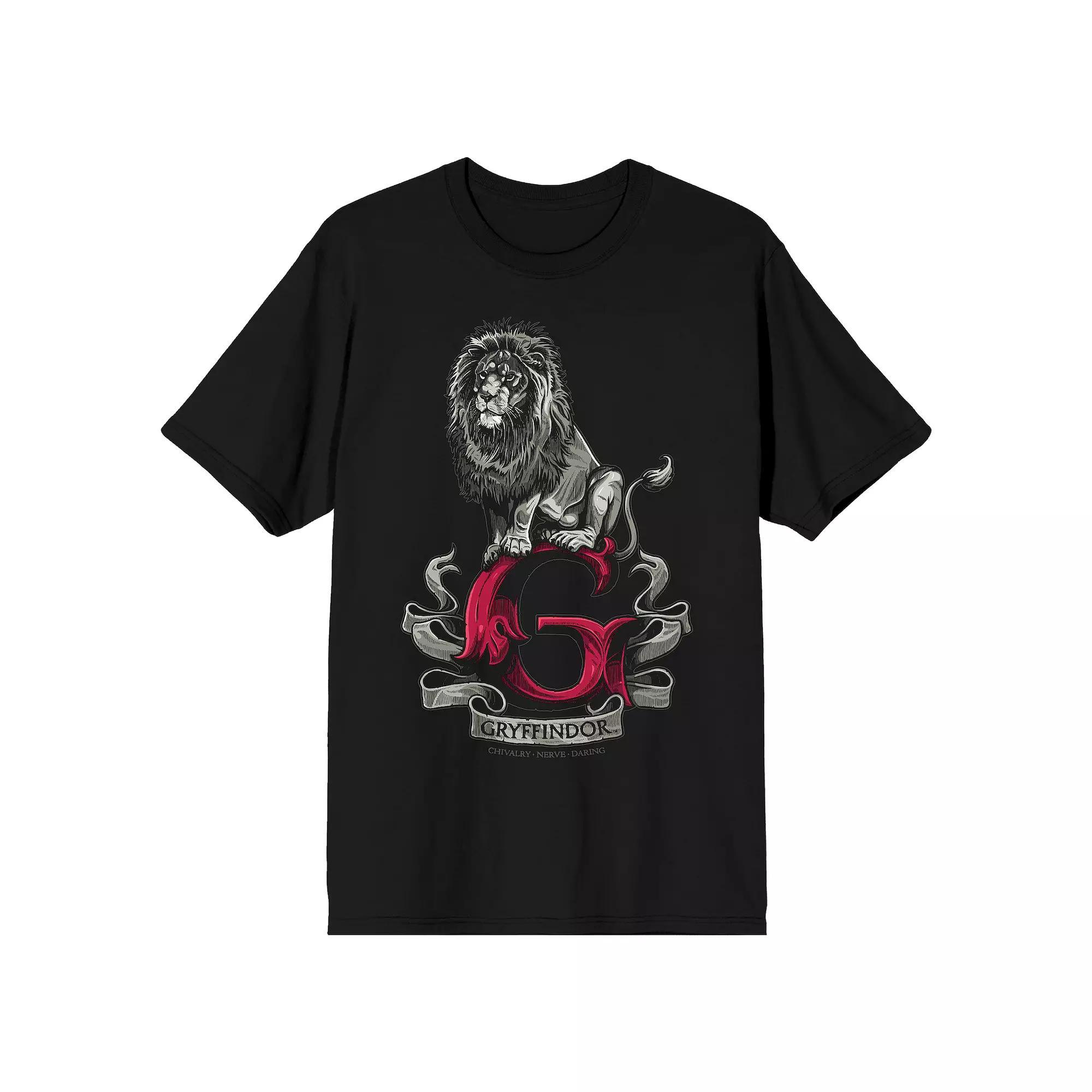 Men's Harry Potter Gryffindor Lion Tee, Size: Large, Black Product Image